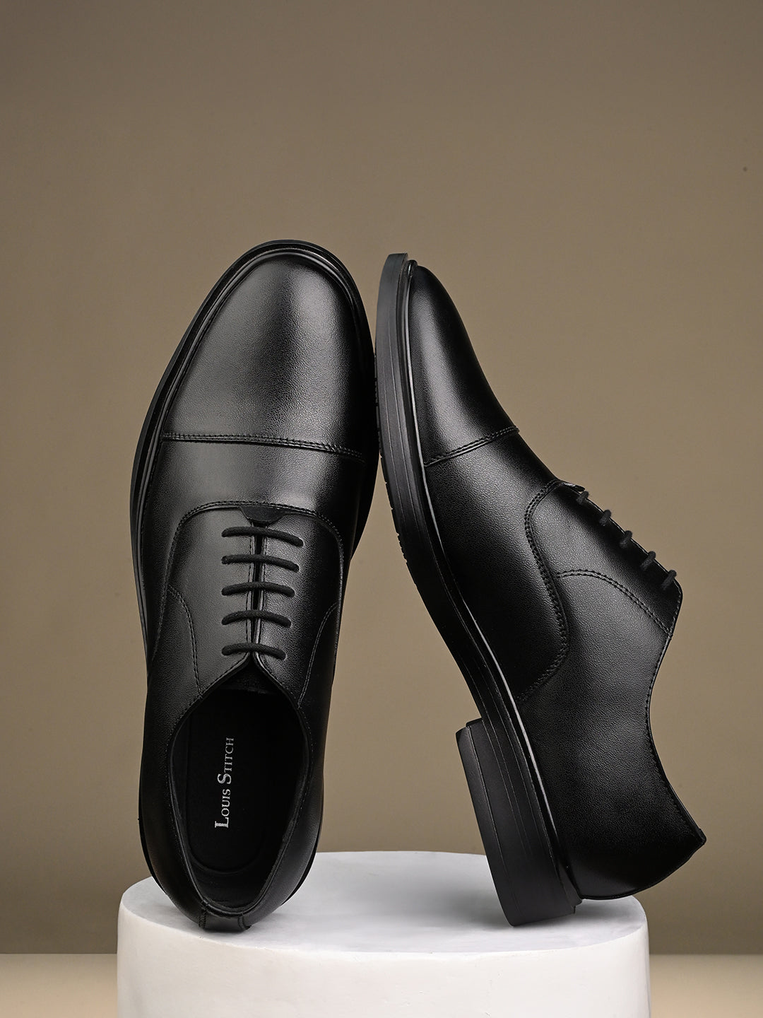 Jet Black Leather Lace-Up Lightweight Formal Derbys
