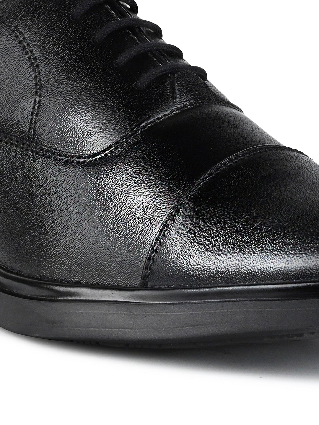 Obsidian Black Leather Lace-Up Lightweight Formal Derbys