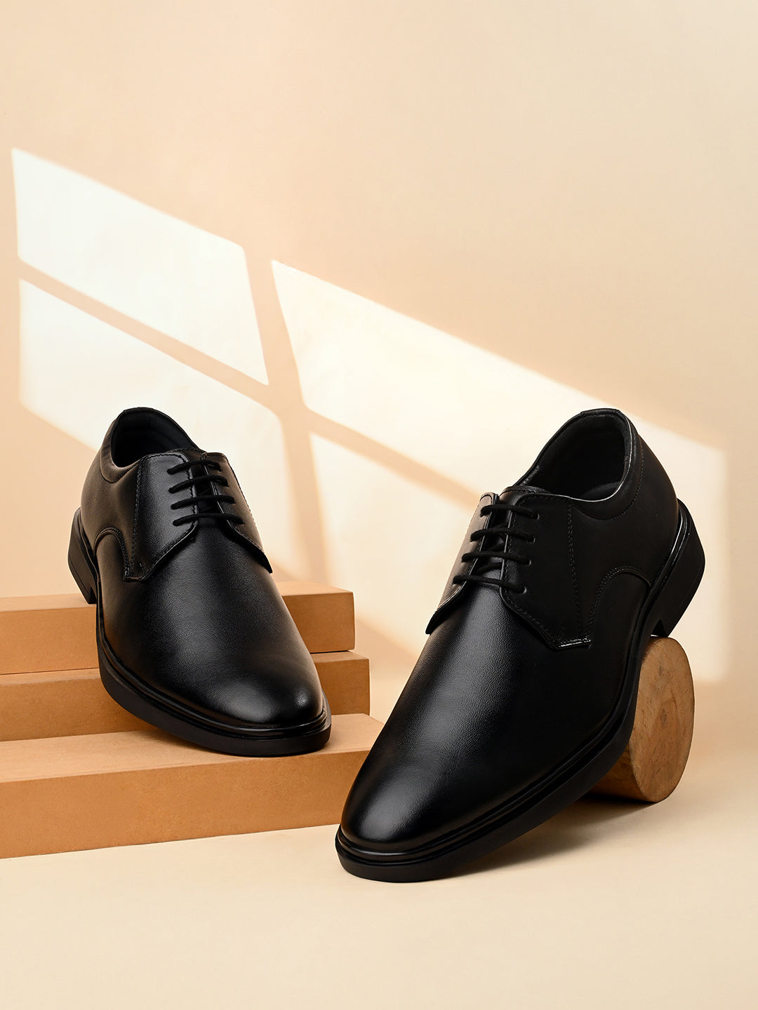 Raven Black Leather Lace-Up Lightweight Formal Derbys