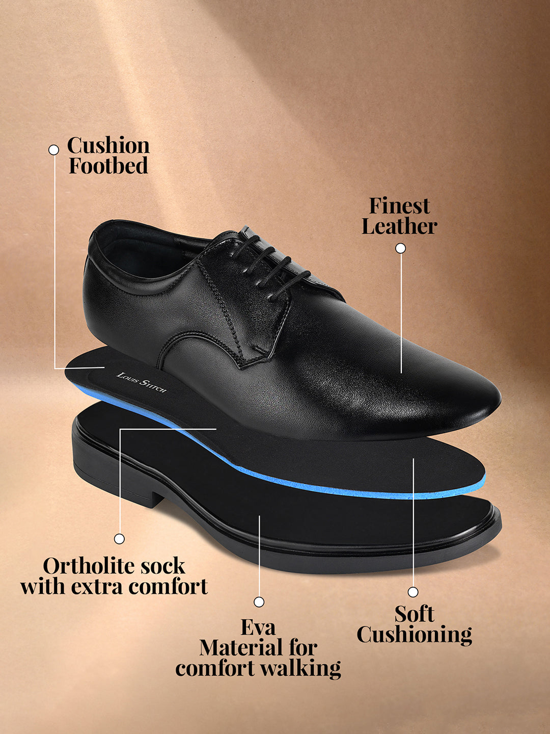 Raven Black Leather Lace-Up Lightweight Formal Derbys