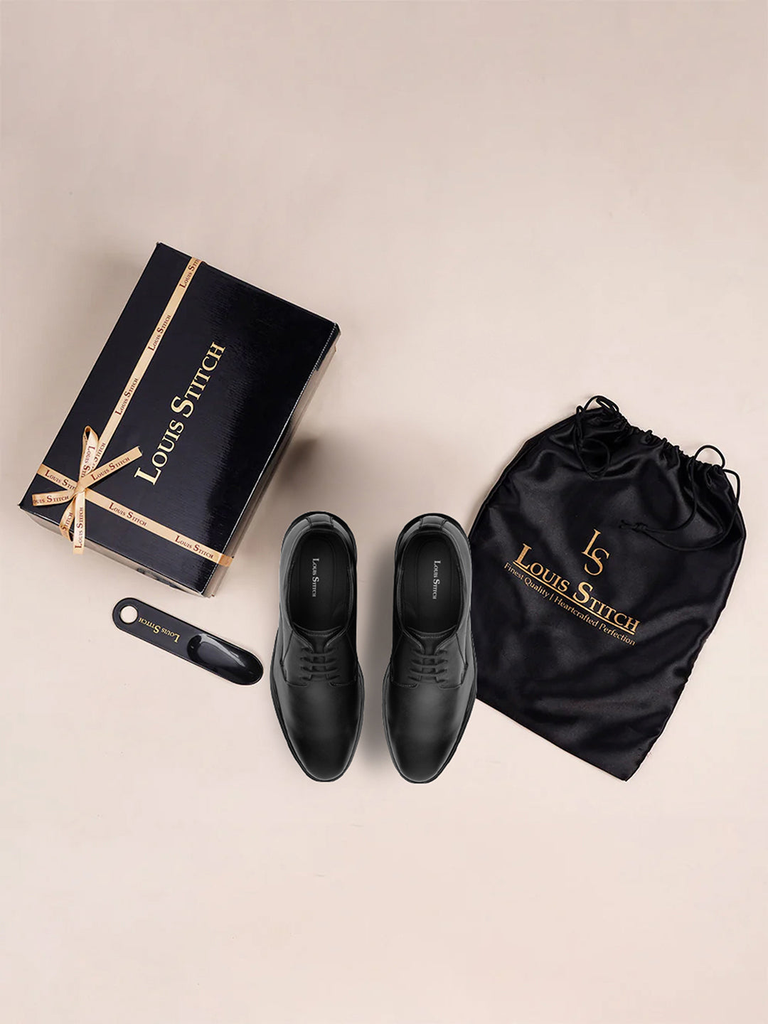 Raven Black Leather Lace-Up Lightweight Formal Derbys