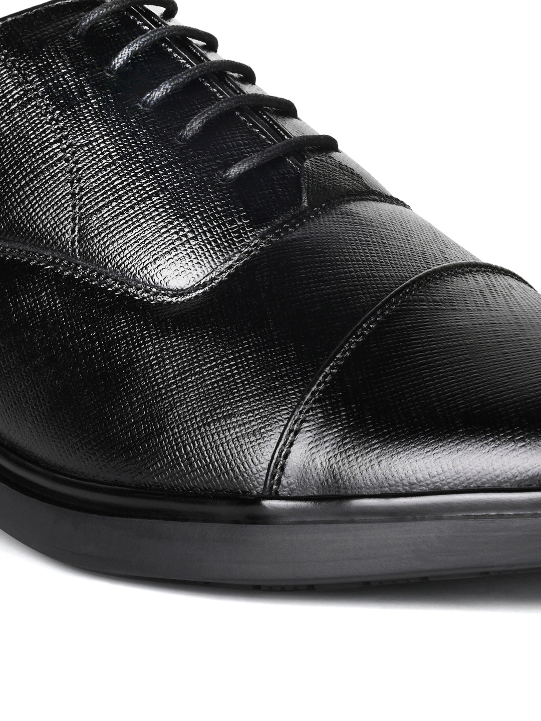 Jet Black Safiano Leather Lace-Up Formal Derbys