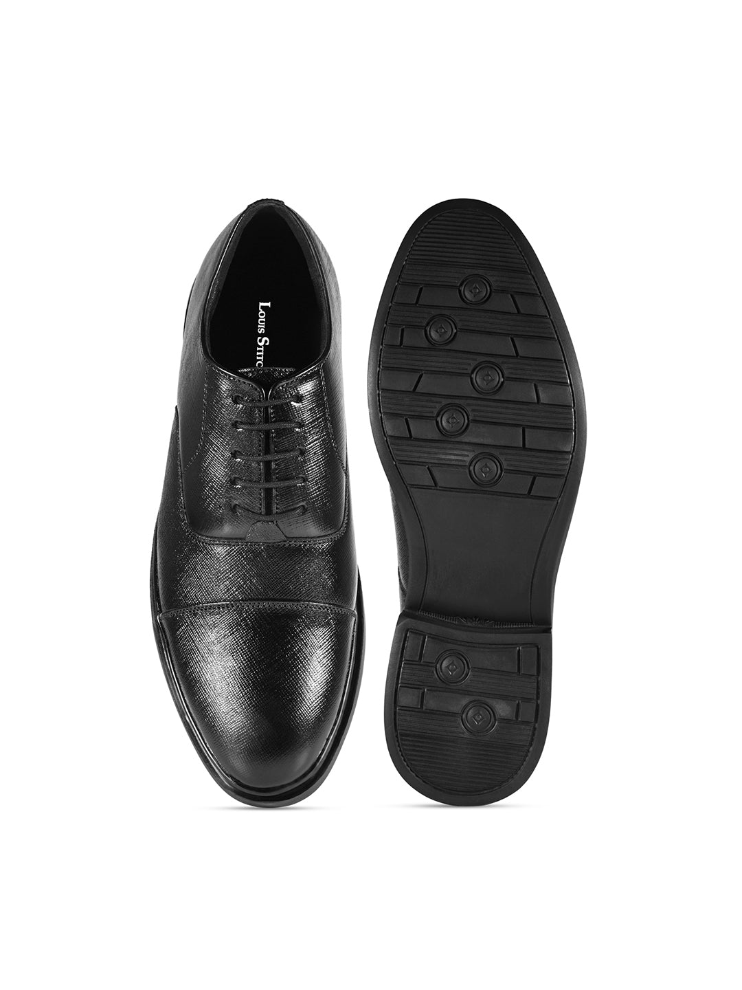 Jet Black Safiano Leather Lace-Up Formal Derbys
