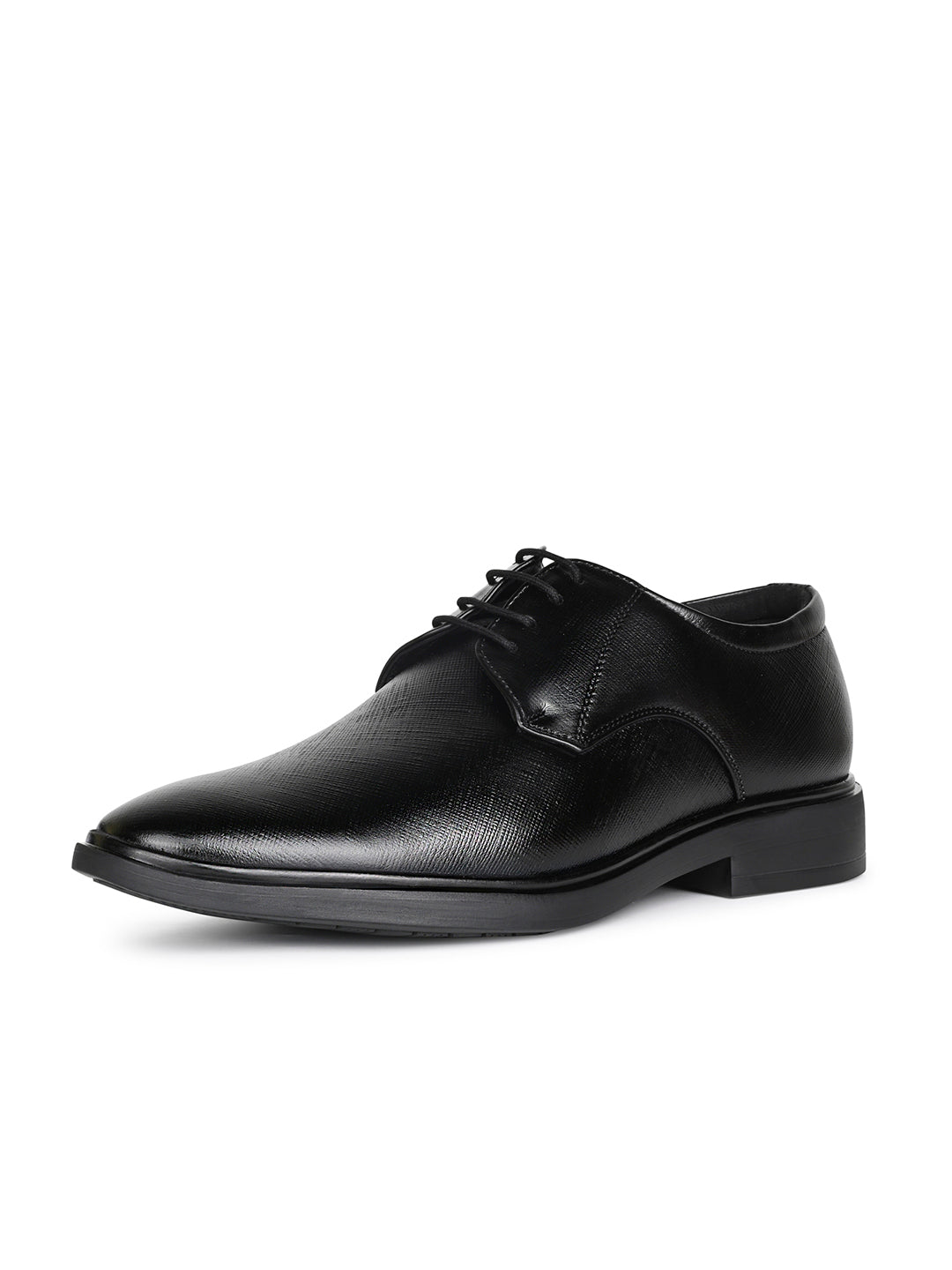 Raven Black Safiano Leather Lace-Up Formal Derby