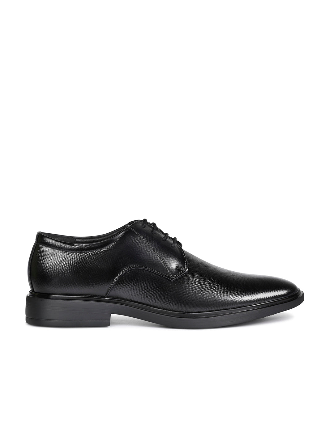Raven Black Safiano Leather Lace-Up Formal Derby