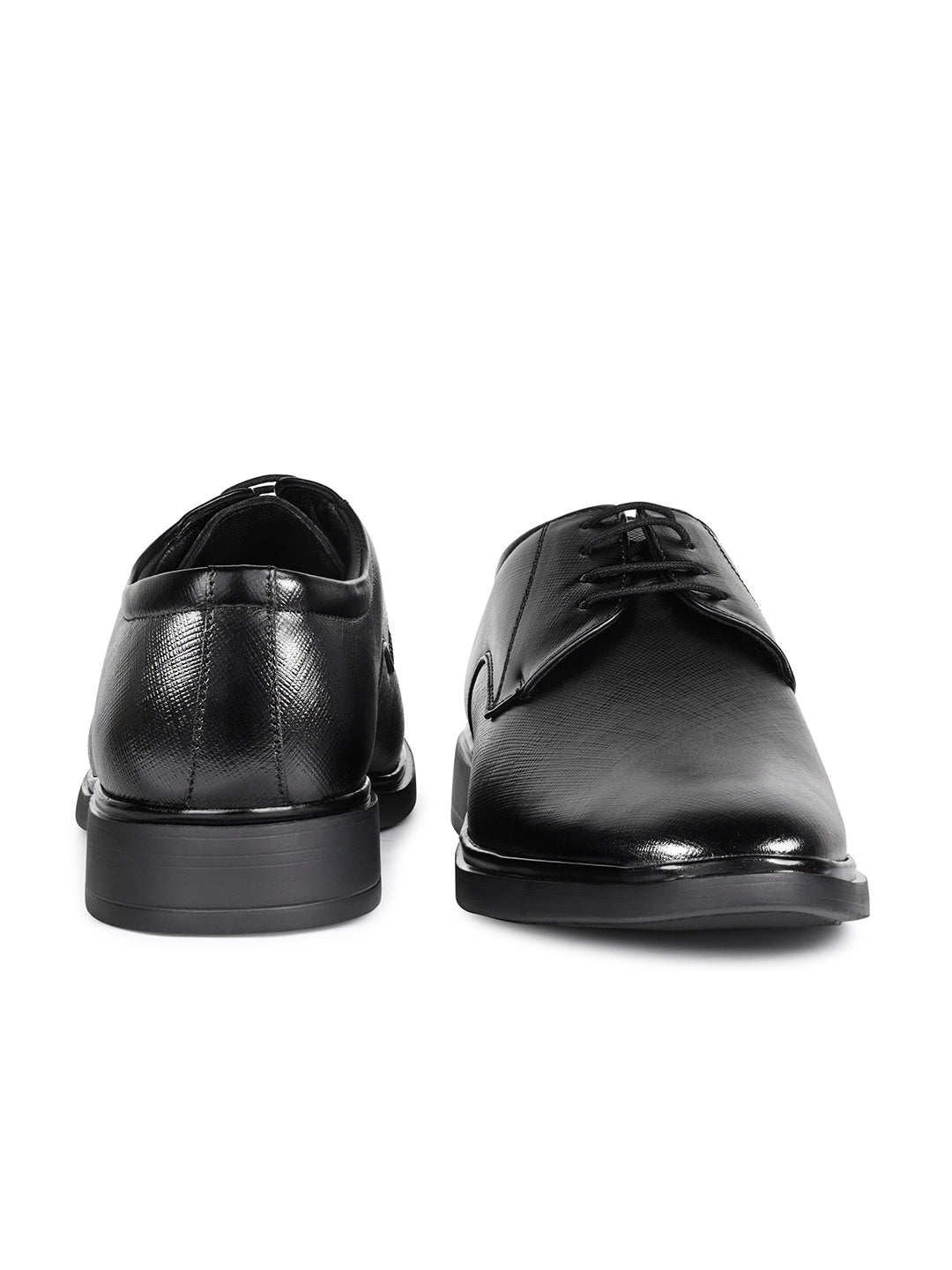 Raven Black Safiano Leather Lace-Up Formal Derby