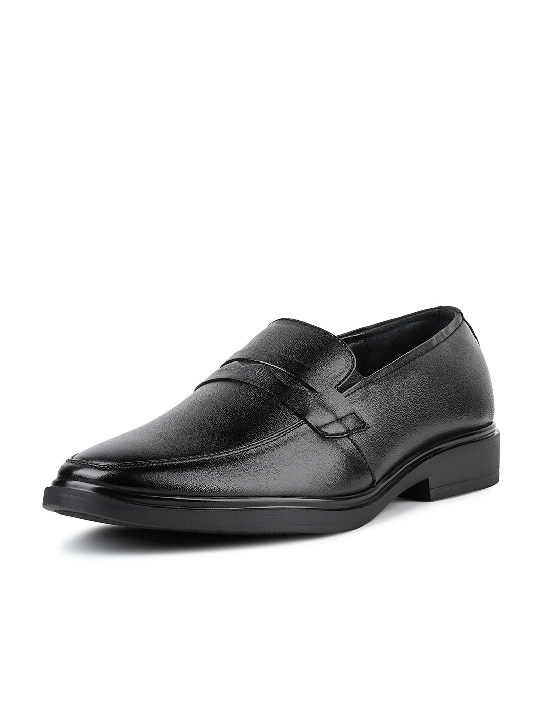 Jet Black Leather Slip-On Lightweight Formal Moccasins