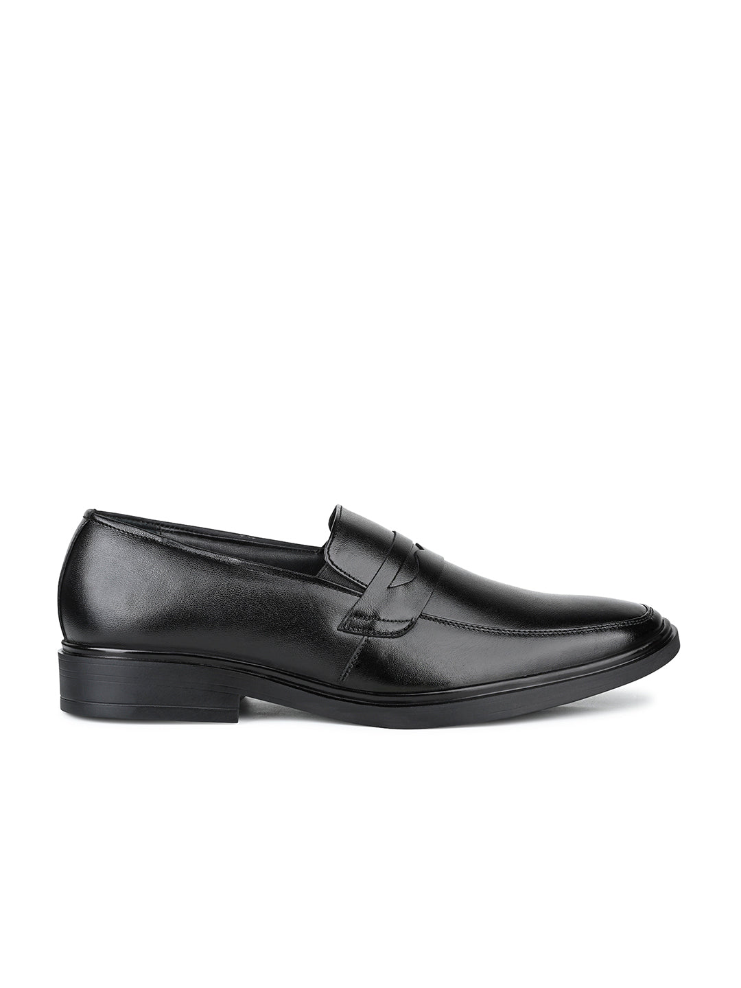Jet Black Leather Slip-On Lightweight Formal Moccasins