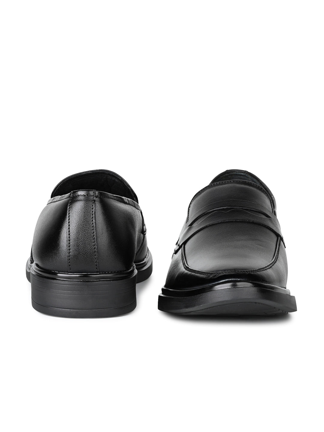 Jet Black Leather Slip-On Lightweight Formal Moccasins