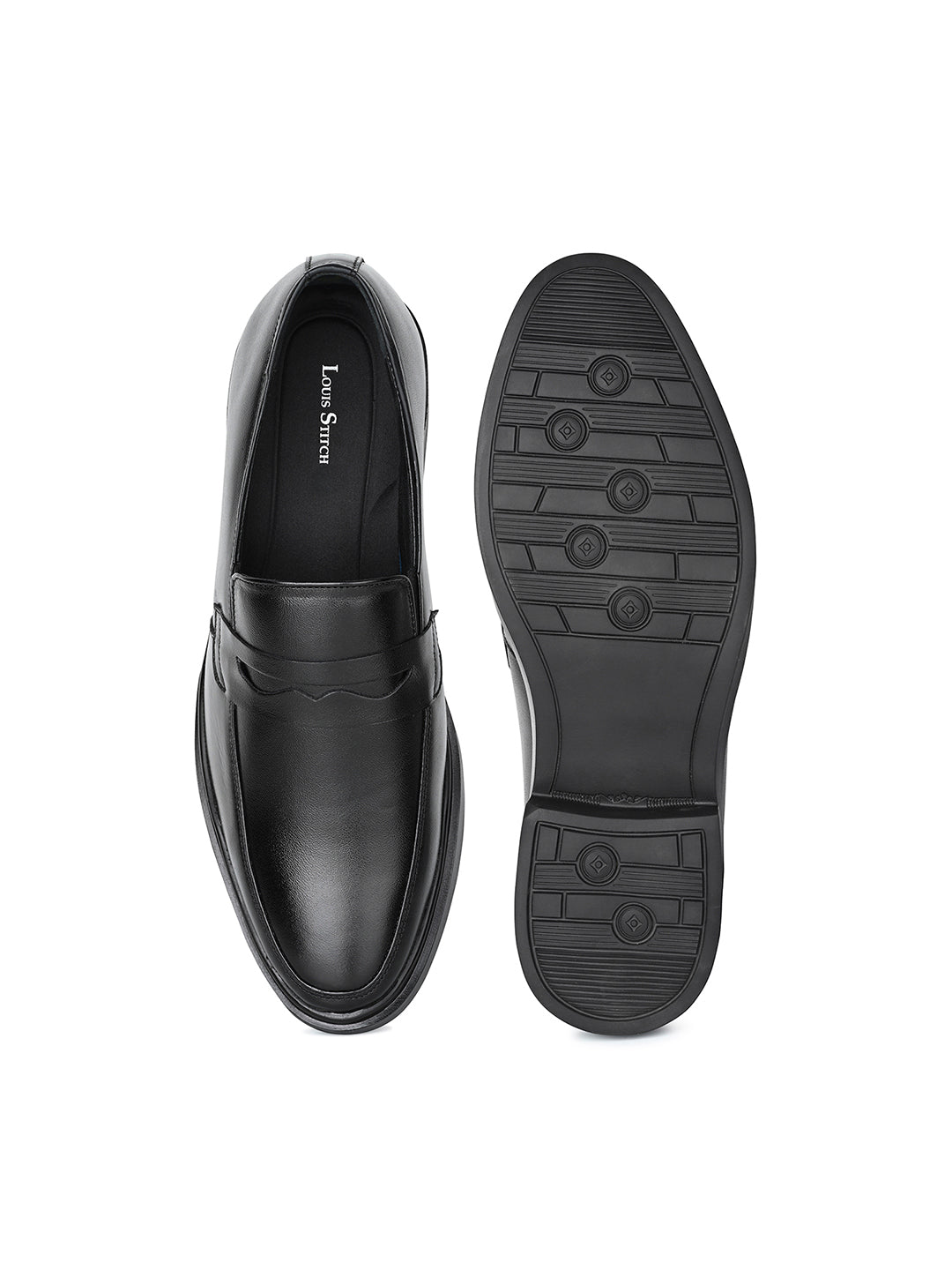 Jet Black Leather Slip-On Lightweight Formal Moccasins