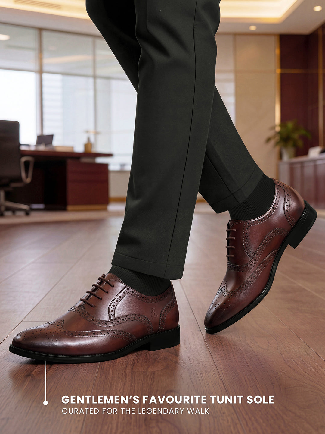Brunette Brown Italian Crust Leather Formal Brogue