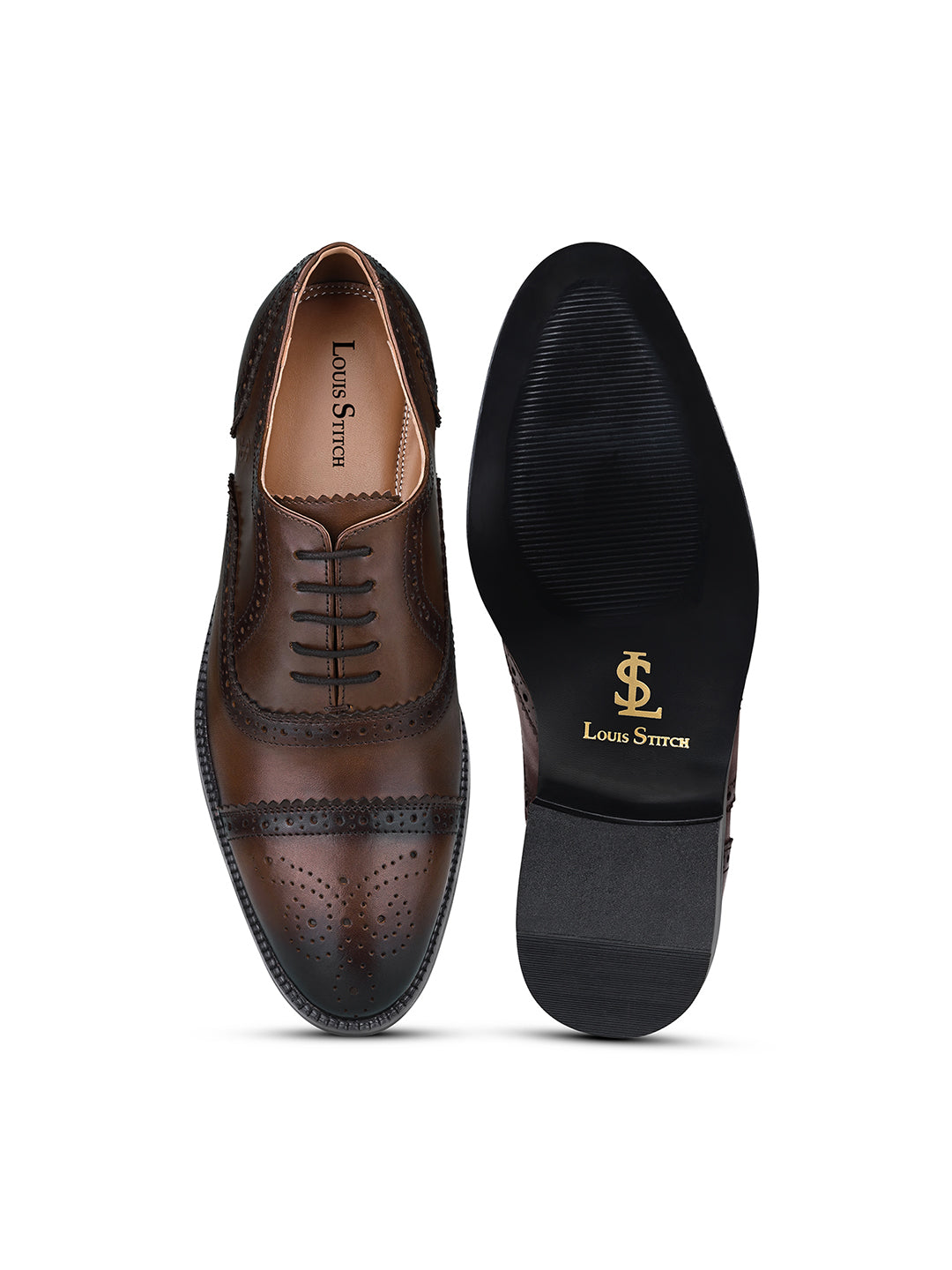 Brunette Brown Italian Crust Leather Formal Oxford