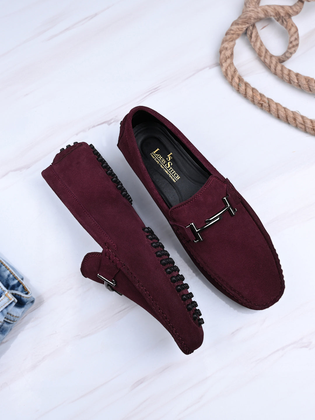 Rosewood Handmade Italian Suede Leather Penny Loafers