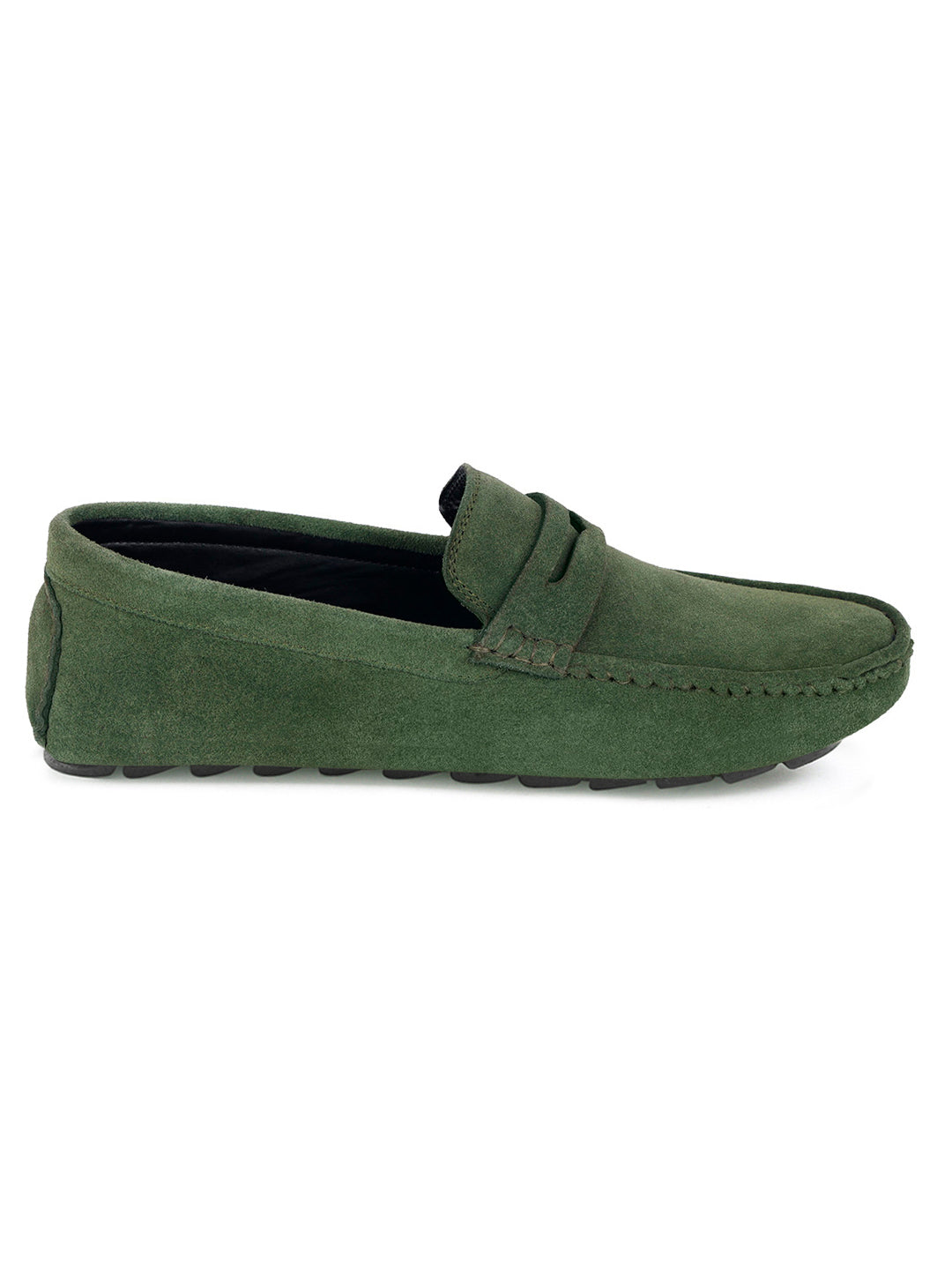 Seaweed Green Handmade Italian Suede Leather Solid Penny Loafers