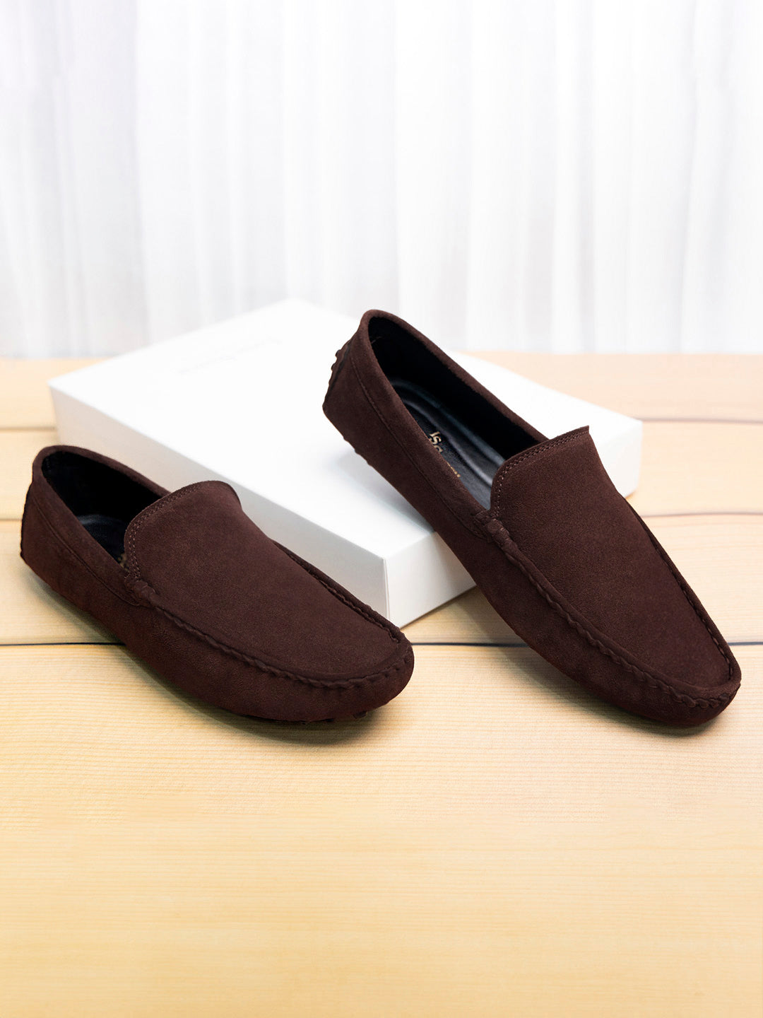 Brunette Brown Handmade Italian Suede Leather Slip-On Penny Loafers