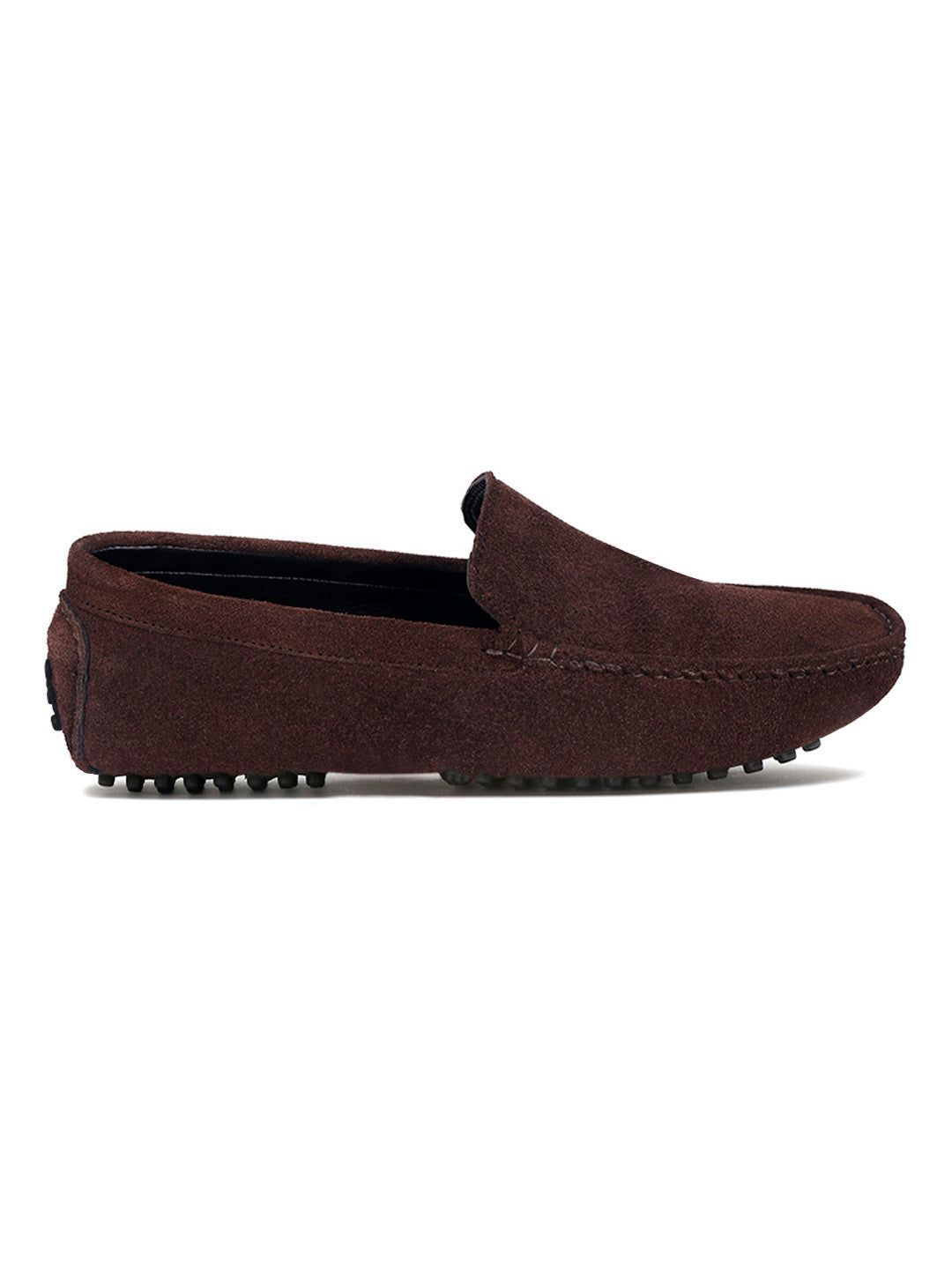 Brunette Brown Handmade Italian Suede Leather Slip-On Penny Loafers