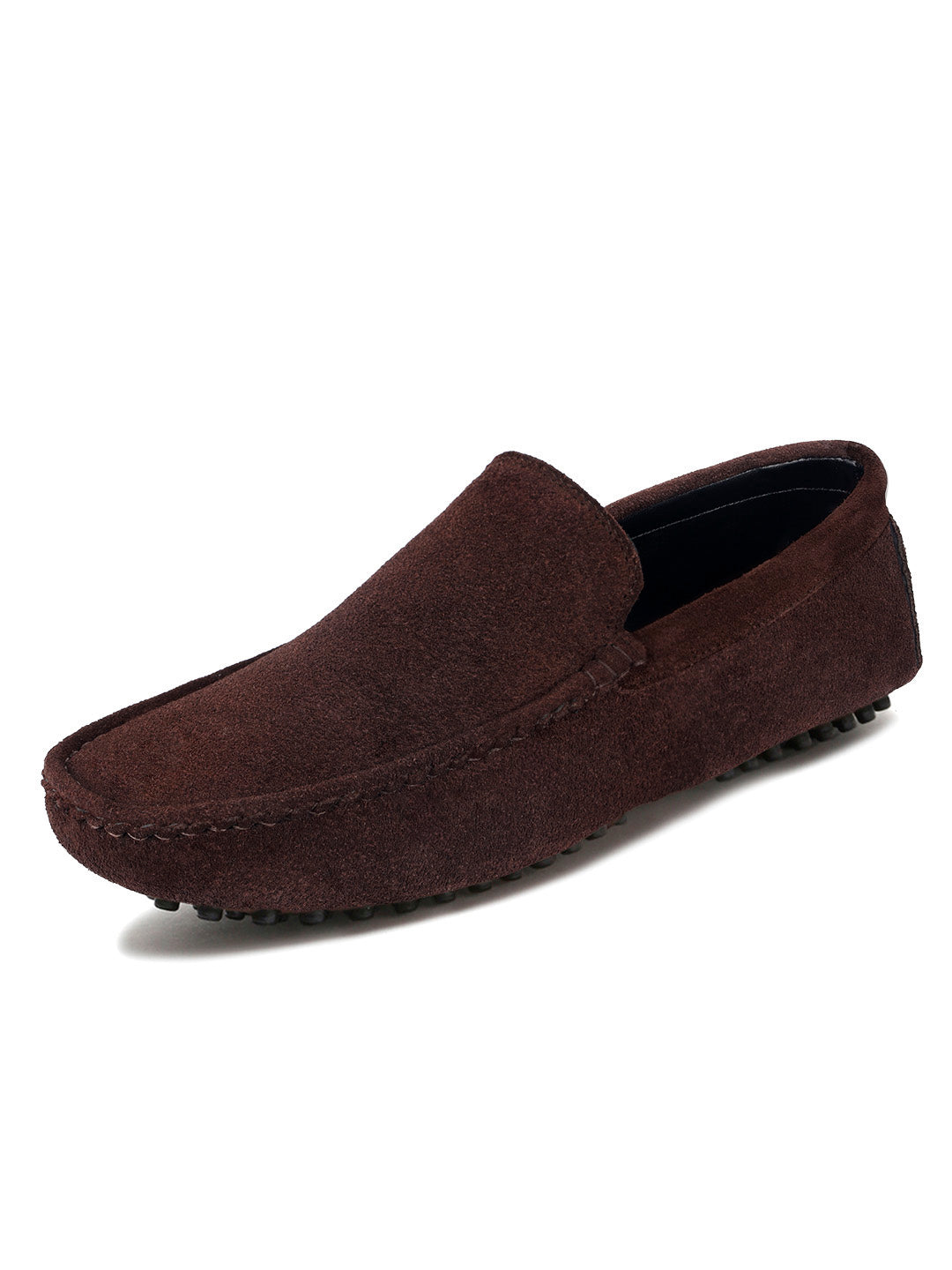Brunette Brown Handmade Italian Suede Leather Slip-On Penny Loafers