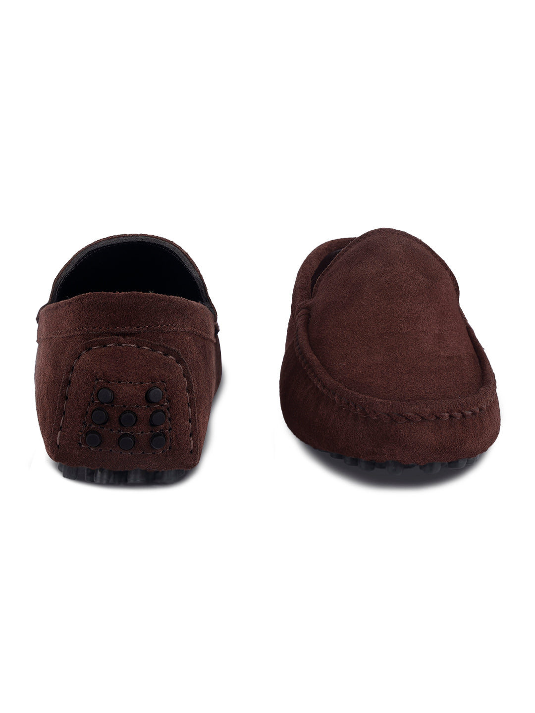 Brunette Brown Handmade Italian Suede Leather Slip-On Penny Loafers