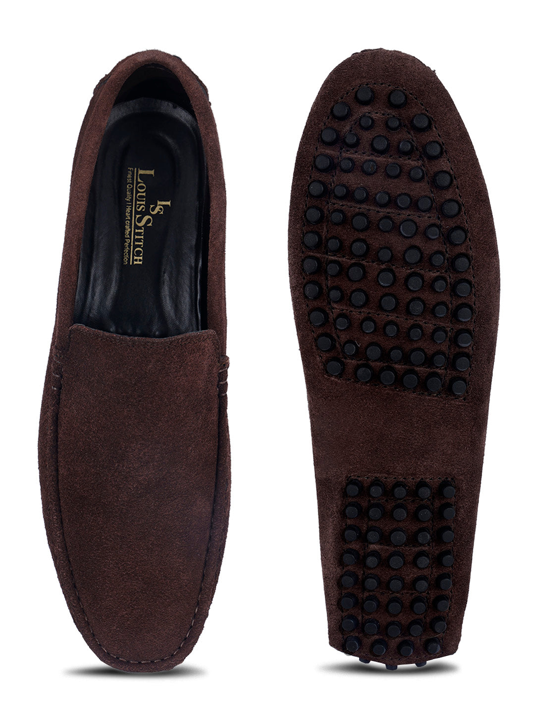 Brunette Brown Handmade Italian Suede Leather Slip-On Penny Loafers