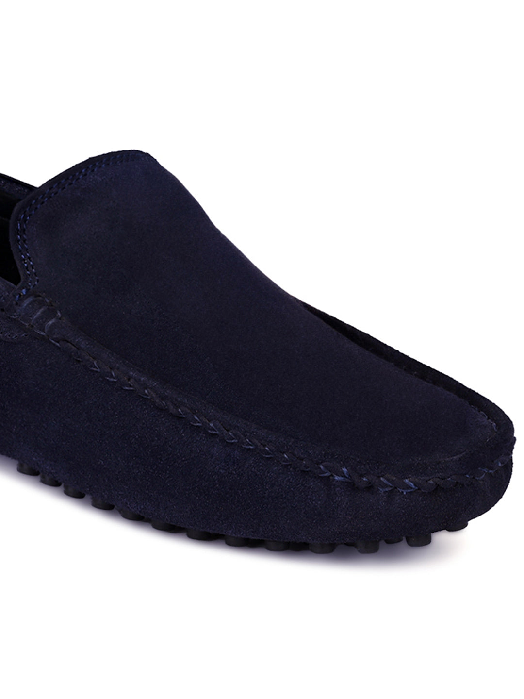 Federal Blue Handmade Italian Suede Leather Slip-On Penny Loafers