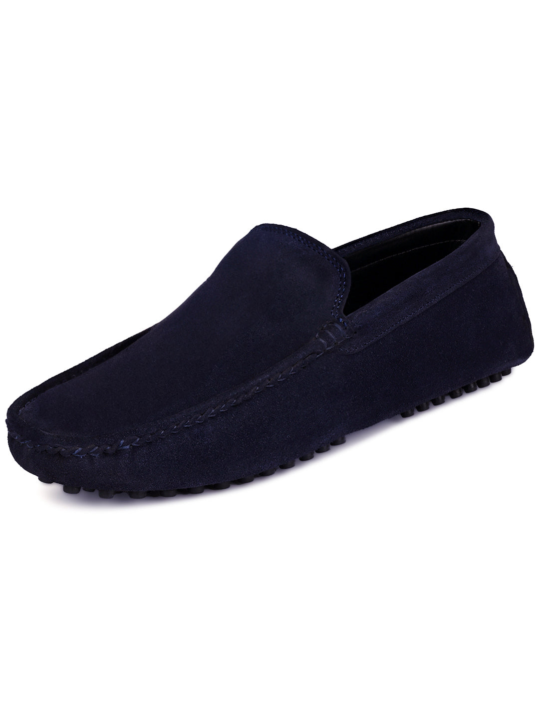 Federal Blue Handmade Italian Suede Leather Slip-On Penny Loafers