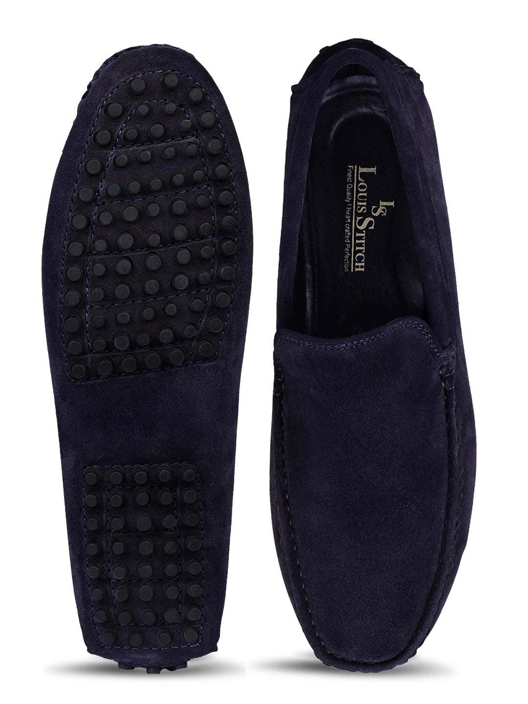 Federal Blue Handmade Italian Suede Leather Slip-On Penny Loafers