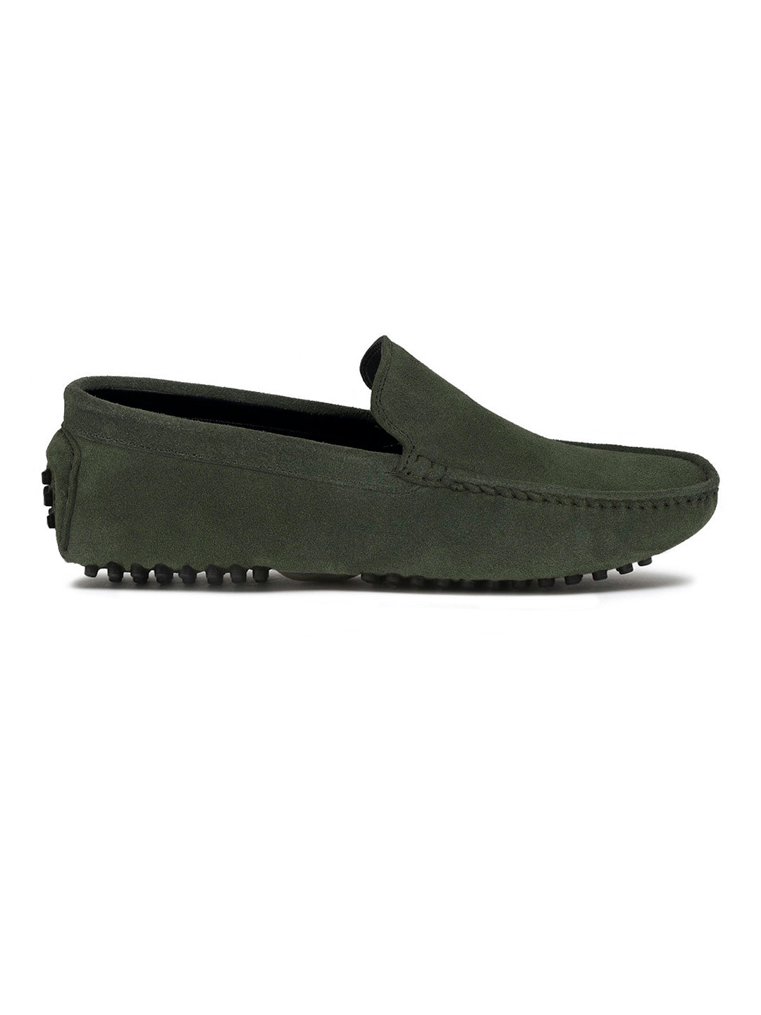 Seaweed Green Handmade Italian Suede Leather Slip-On Penny Loafers