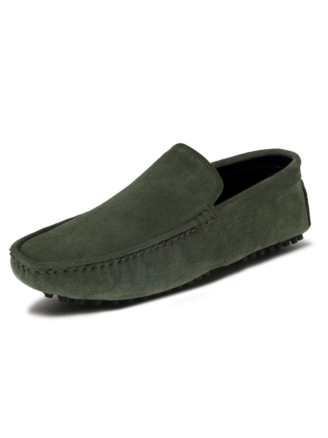 Seaweed Green Handmade Italian Suede Leather Slip-On Penny Loafers