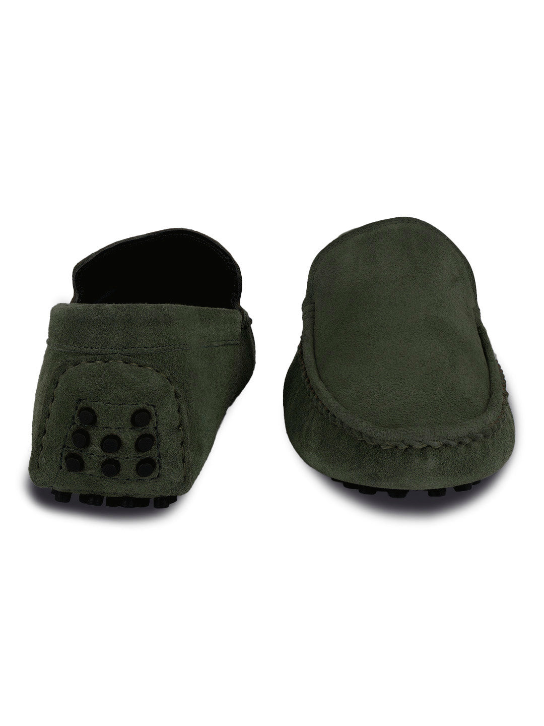 Seaweed Green Handmade Italian Suede Leather Slip-On Penny Loafers