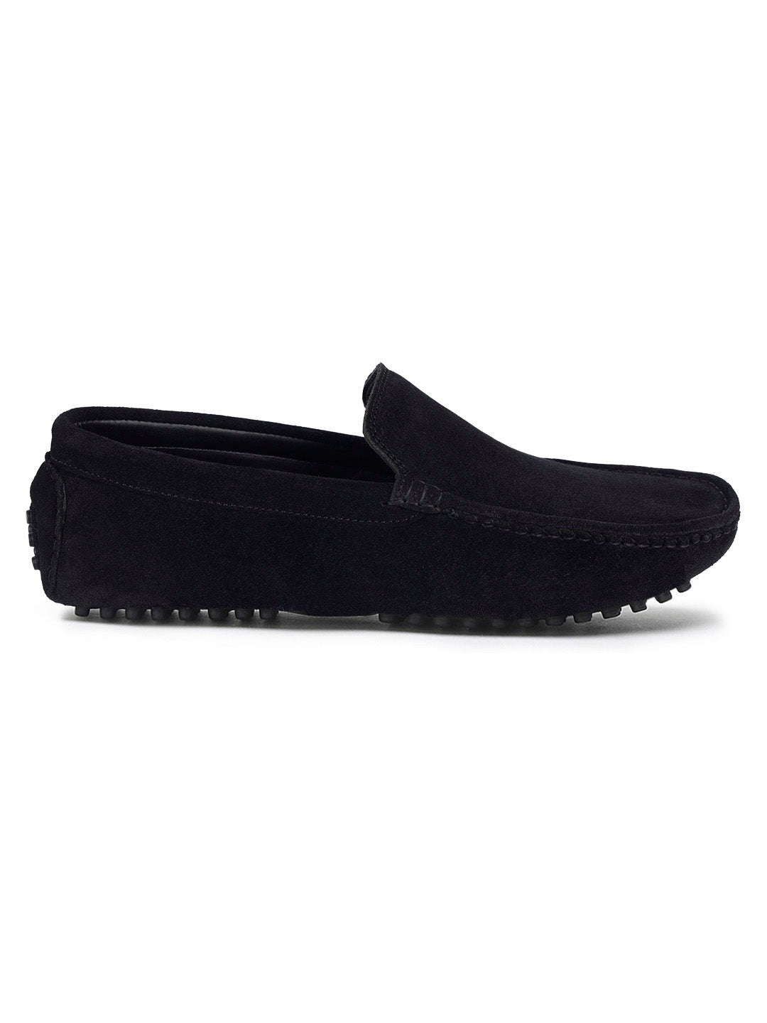 Jet Black Handmade Italian Suede Leather Slip-On Penny Loafers
