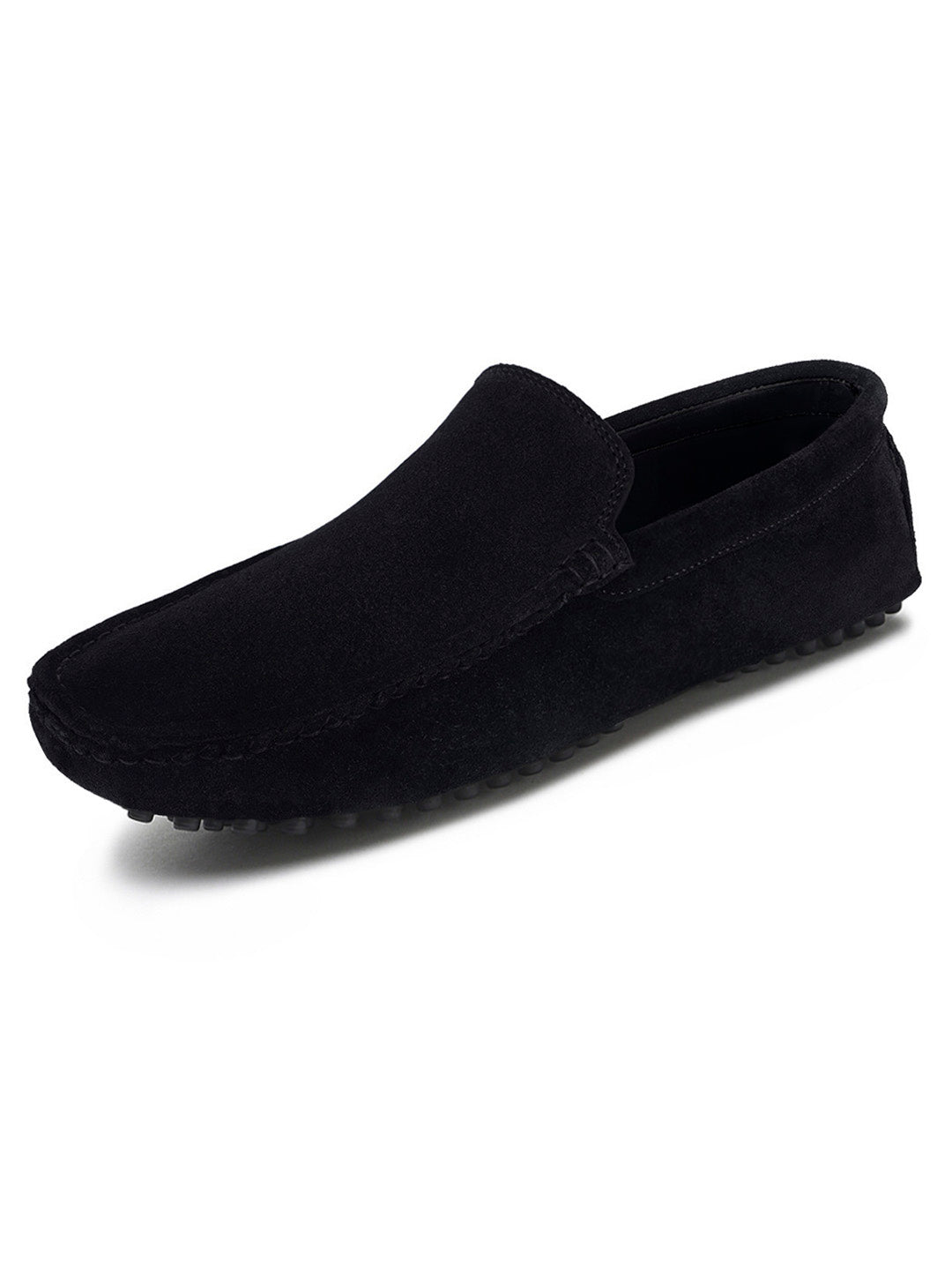 Jet Black Handmade Italian Suede Leather Slip-On Penny Loafers