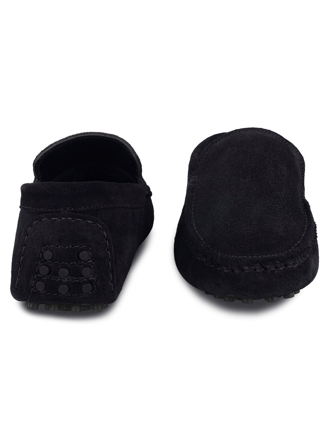 Jet Black Handmade Italian Suede Leather Slip-On Penny Loafers