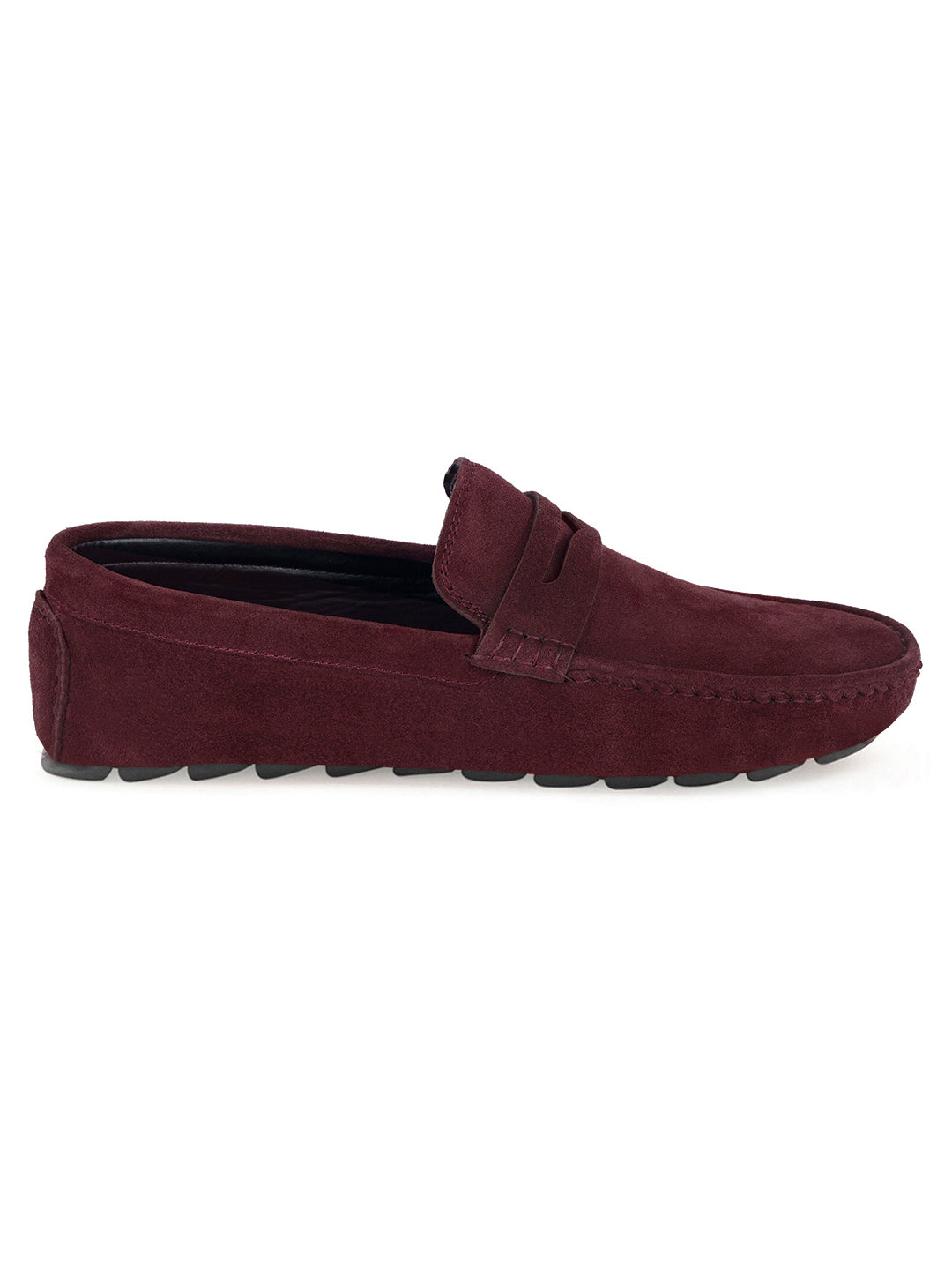 Rosewood Handmade Italian Suede Leather Solid Penny Loafers