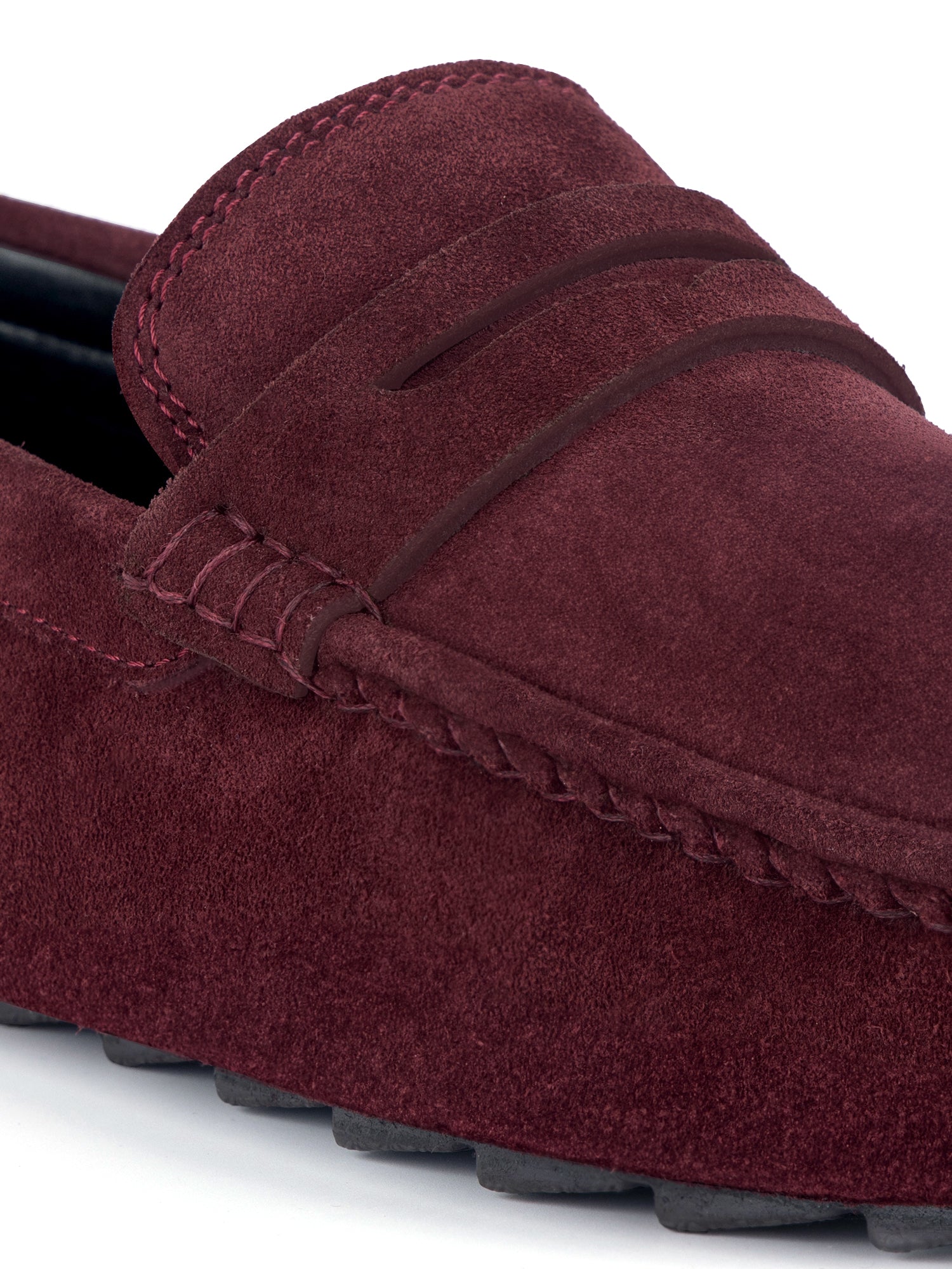 Rosewood Handmade Italian Suede Leather Solid Penny Loafers