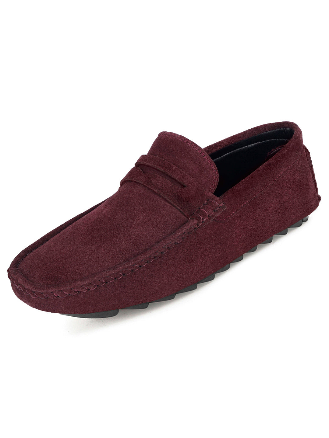 Rosewood Handmade Italian Suede Leather Solid Penny Loafers
