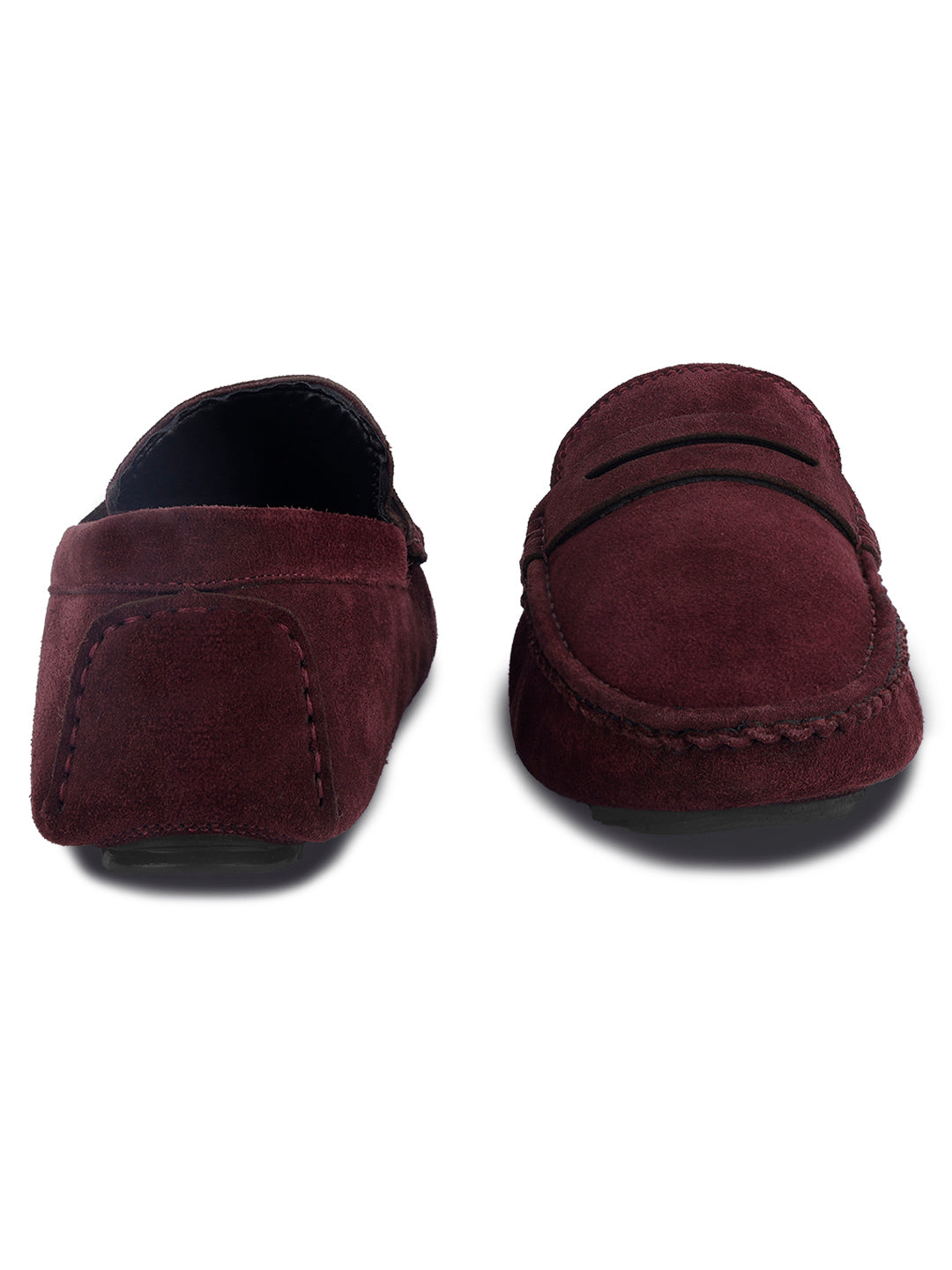 Rosewood Handmade Italian Suede Leather Solid Penny Loafers