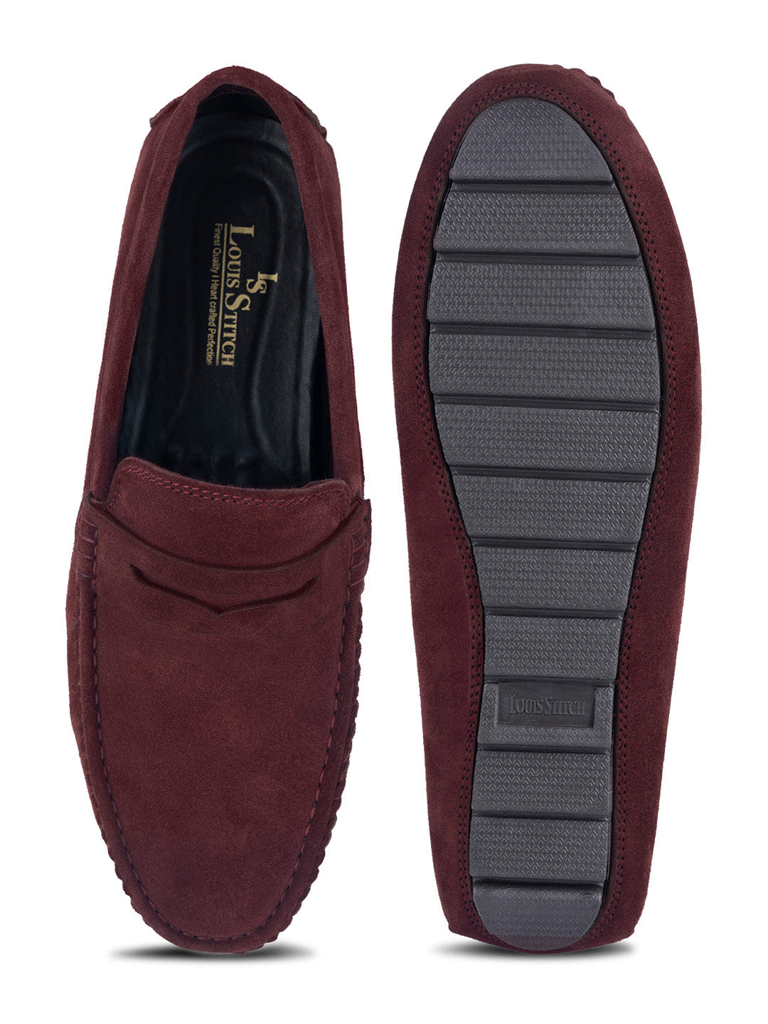 Rosewood Handmade Italian Suede Leather Solid Penny Loafers
