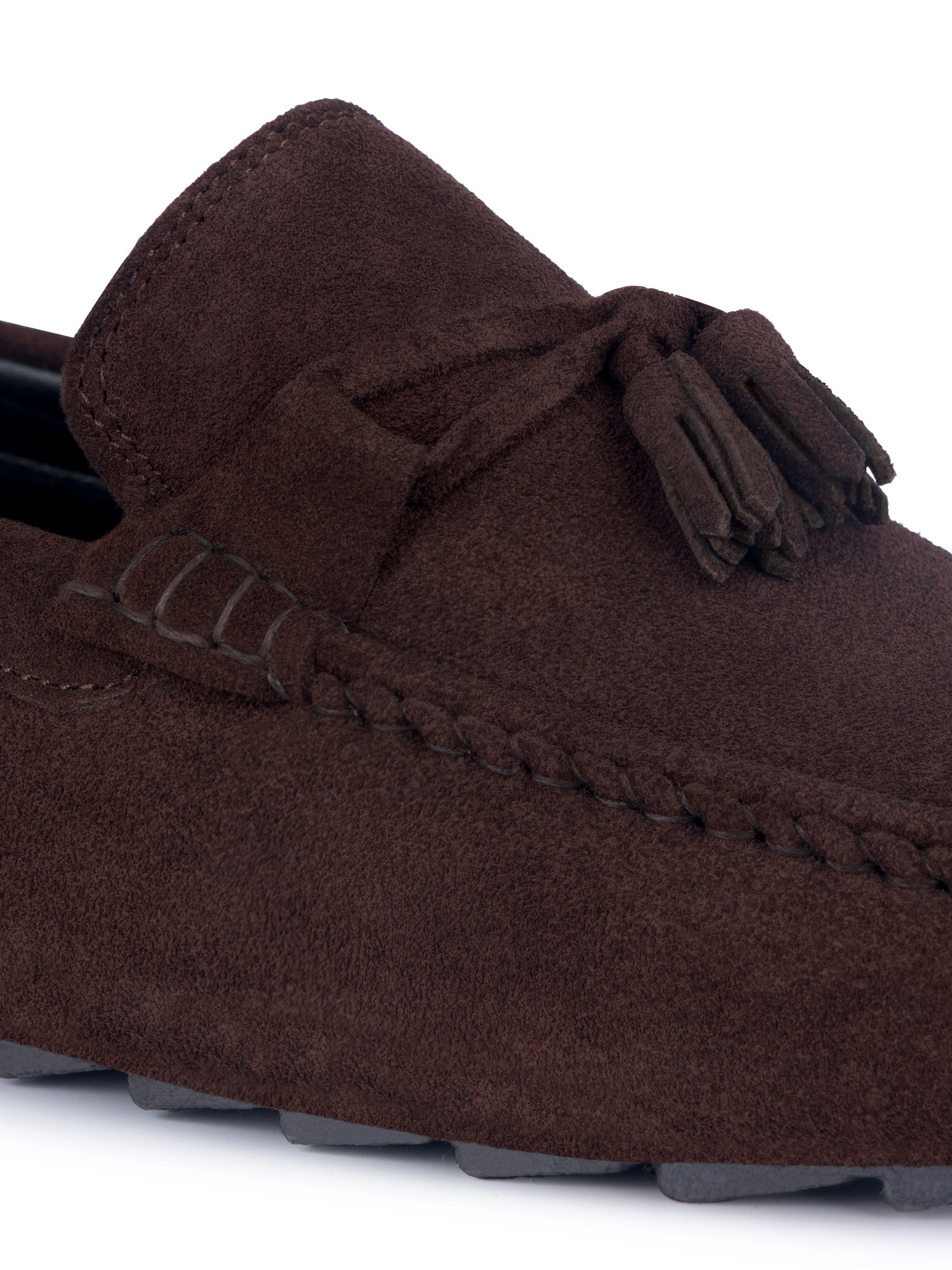 Brunette Brown Handmade Italian Suede Leather Penny Tassel Loafers