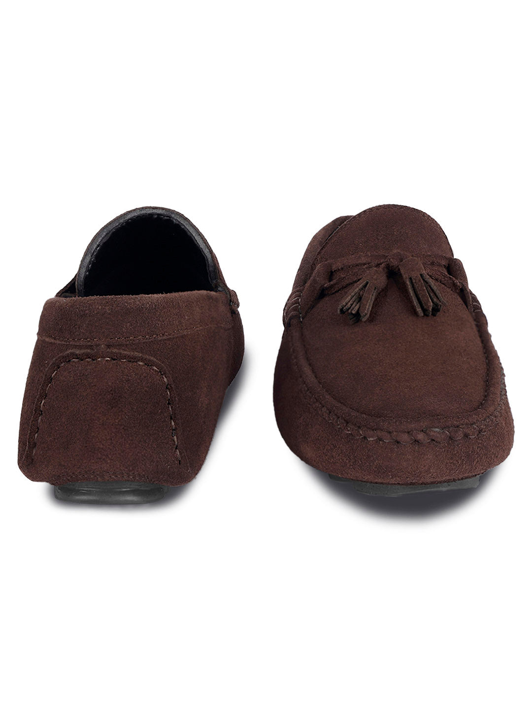 Brunette Brown Handmade Italian Suede Leather Penny Tassel Loafers