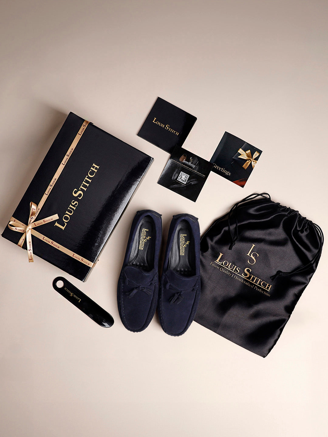 Federal Blue Handmade Italian Suede Leather Penny Tassel Loafers