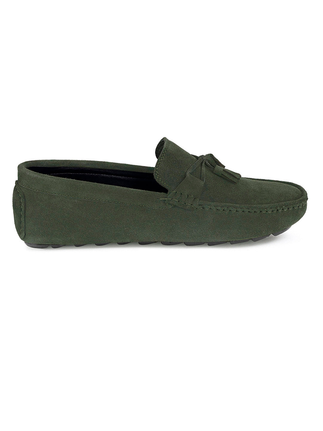 Seaweed Green Handmade Italian Suede Leather Penny Tassel Loafers