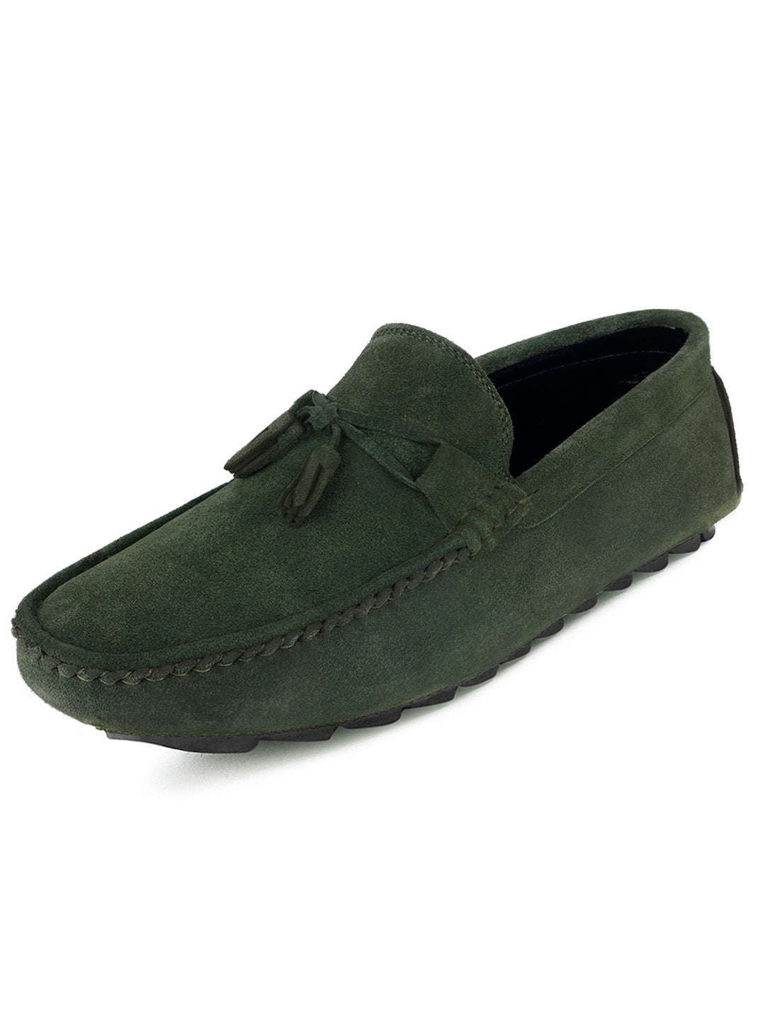 Seaweed Green Handmade Italian Suede Leather Penny Tassel Loafers