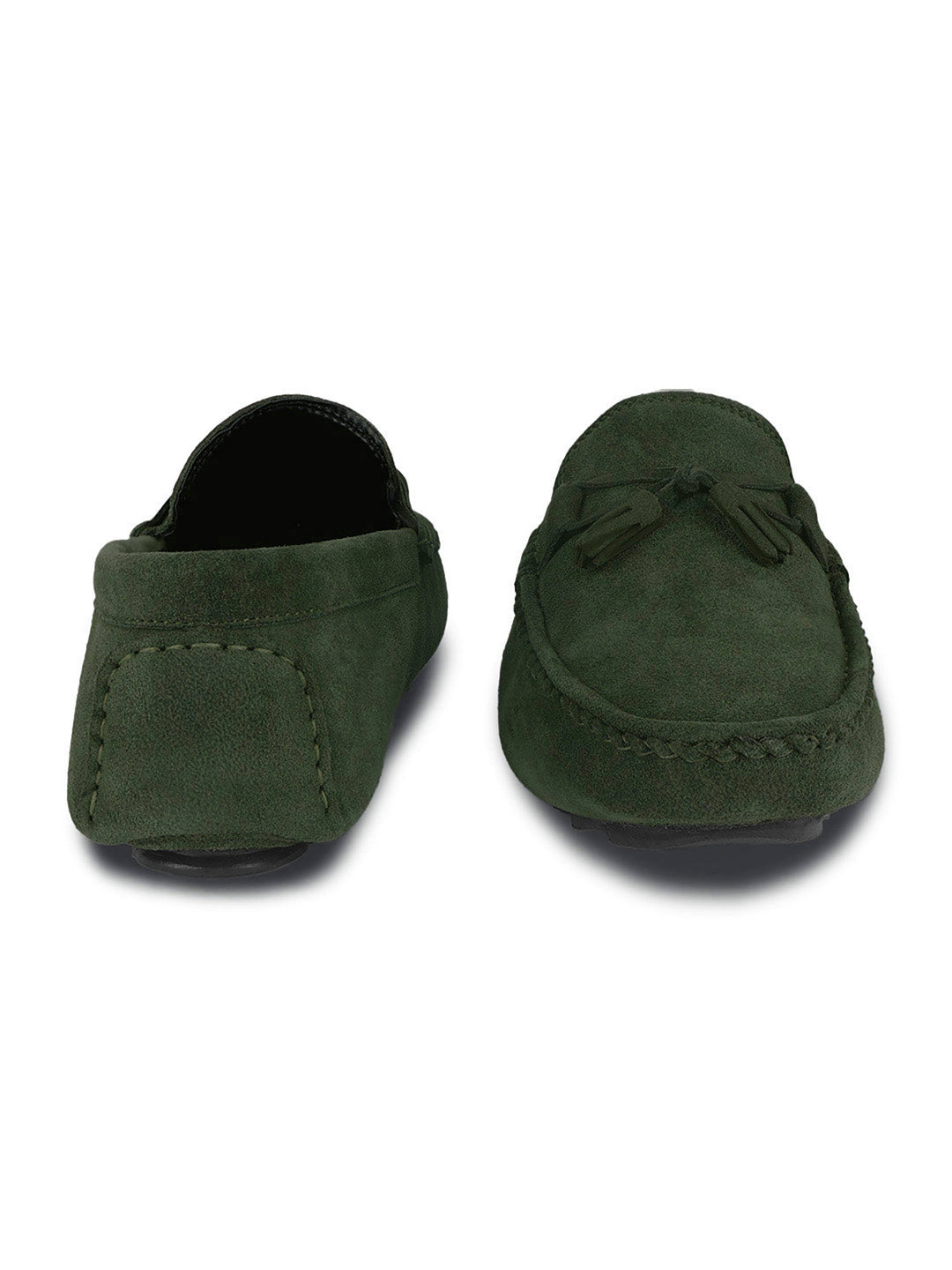 Seaweed Green Handmade Italian Suede Leather Penny Tassel Loafers