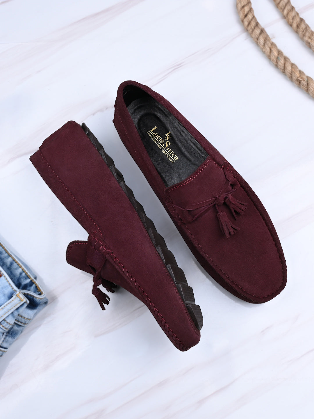 Rosewood Handmade Italian Suede Leather Penny Tassel Loafers