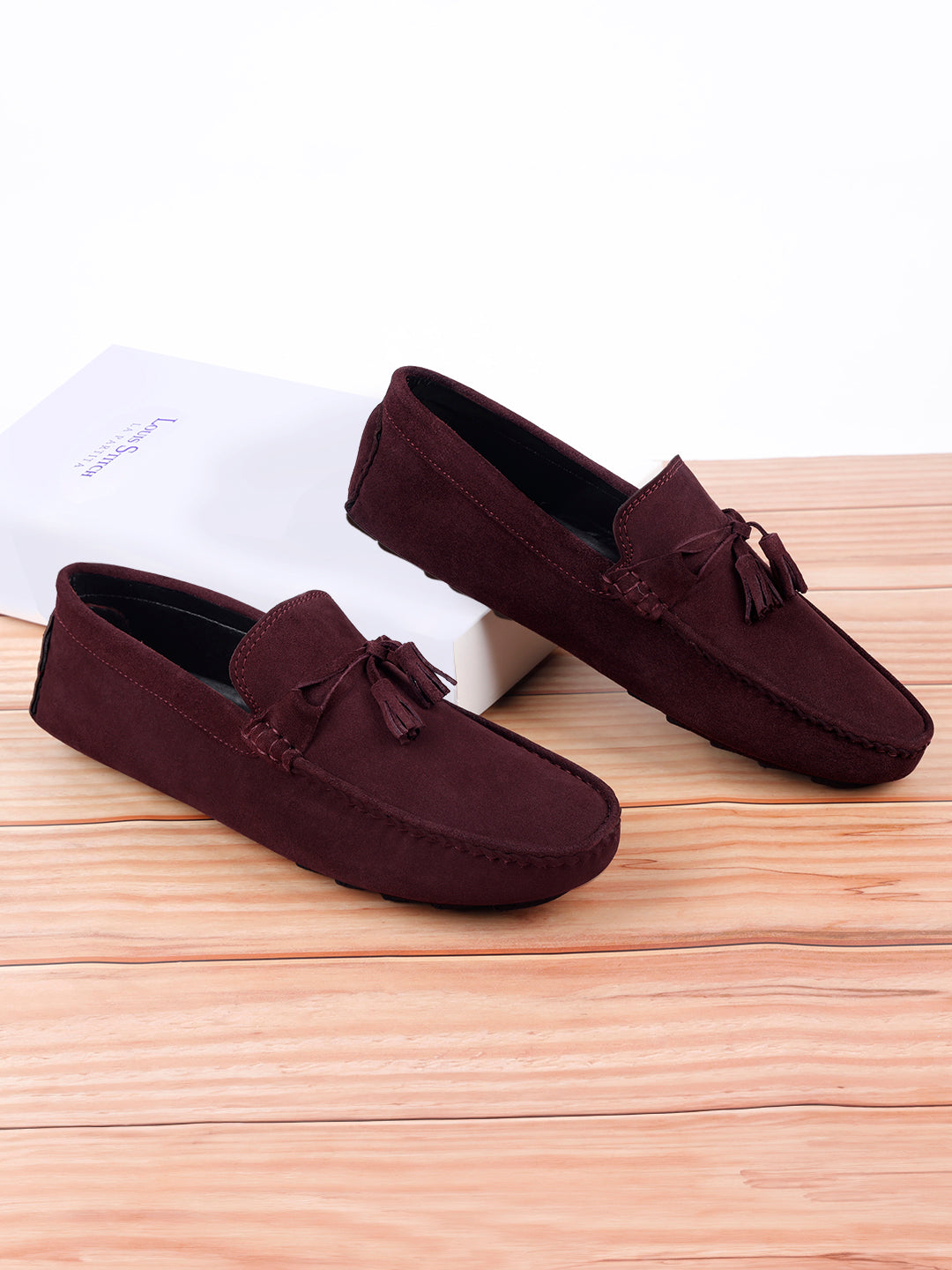 Rosewood Handmade Italian Suede Leather Penny Tassel Loafers