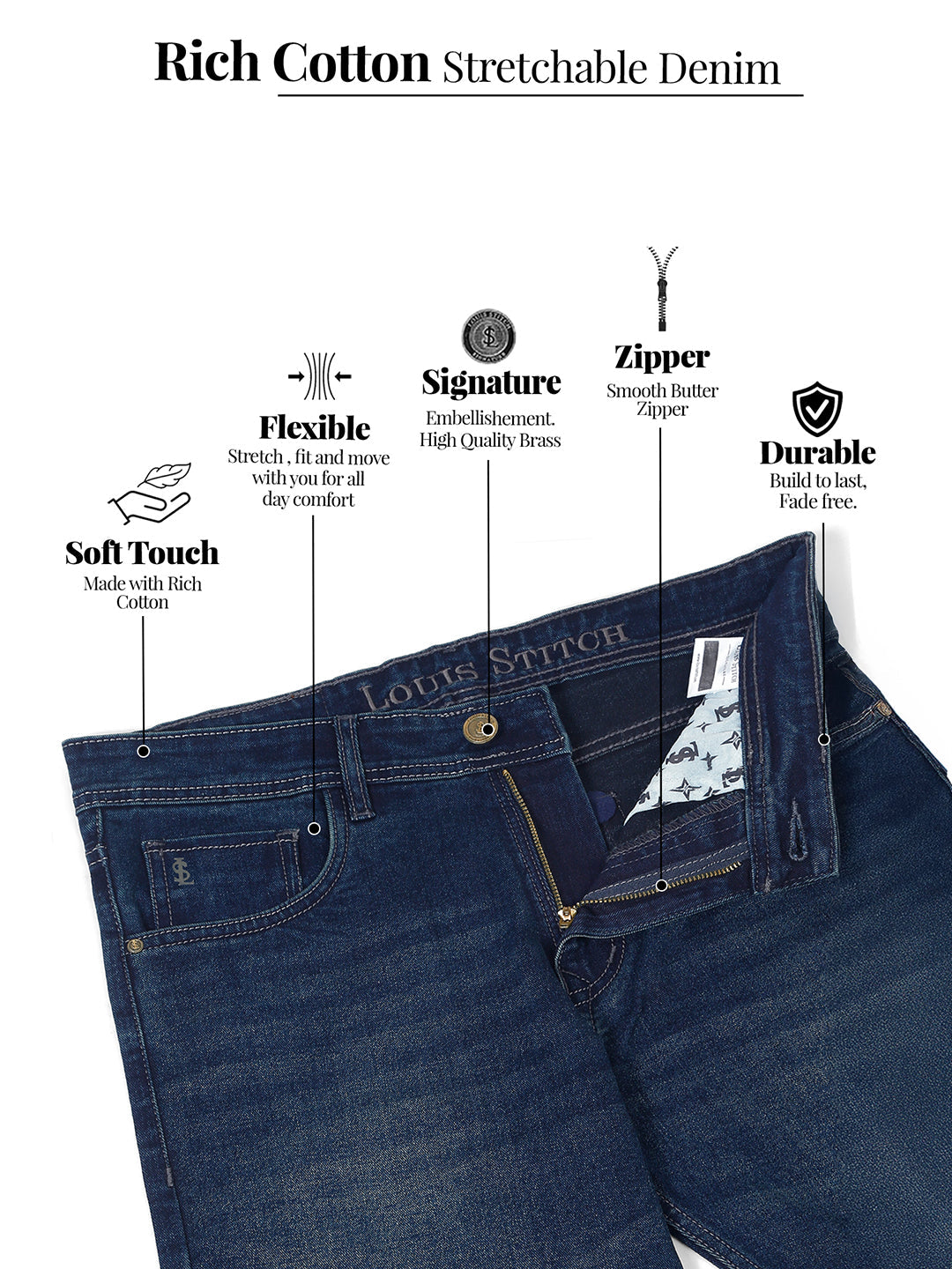 Men’s Navy Mid Rise Light Faded Bootcut Fit Jeans
