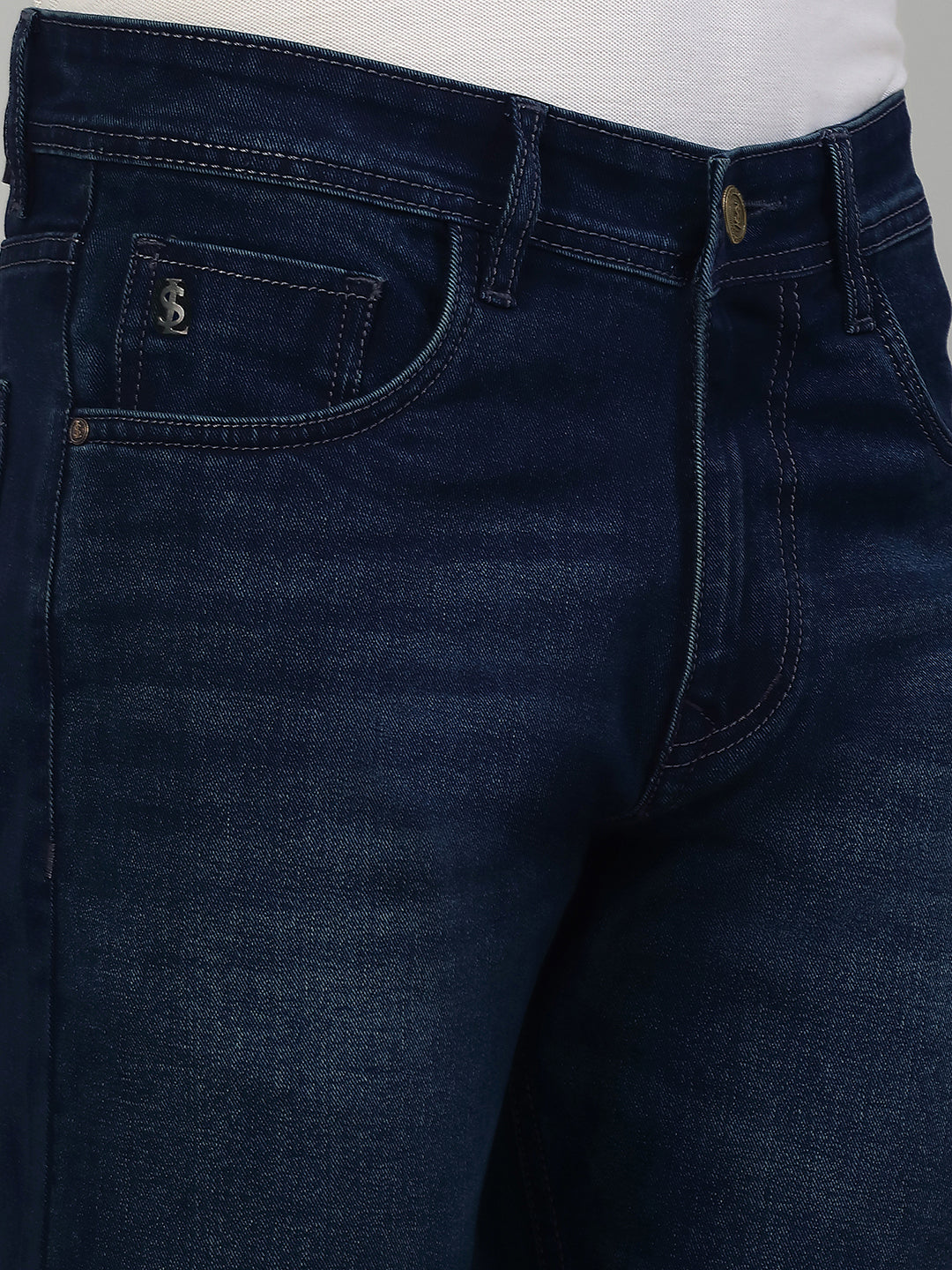 Men’s Navy Mid Rise Light Faded Bootcut Fit Jeans