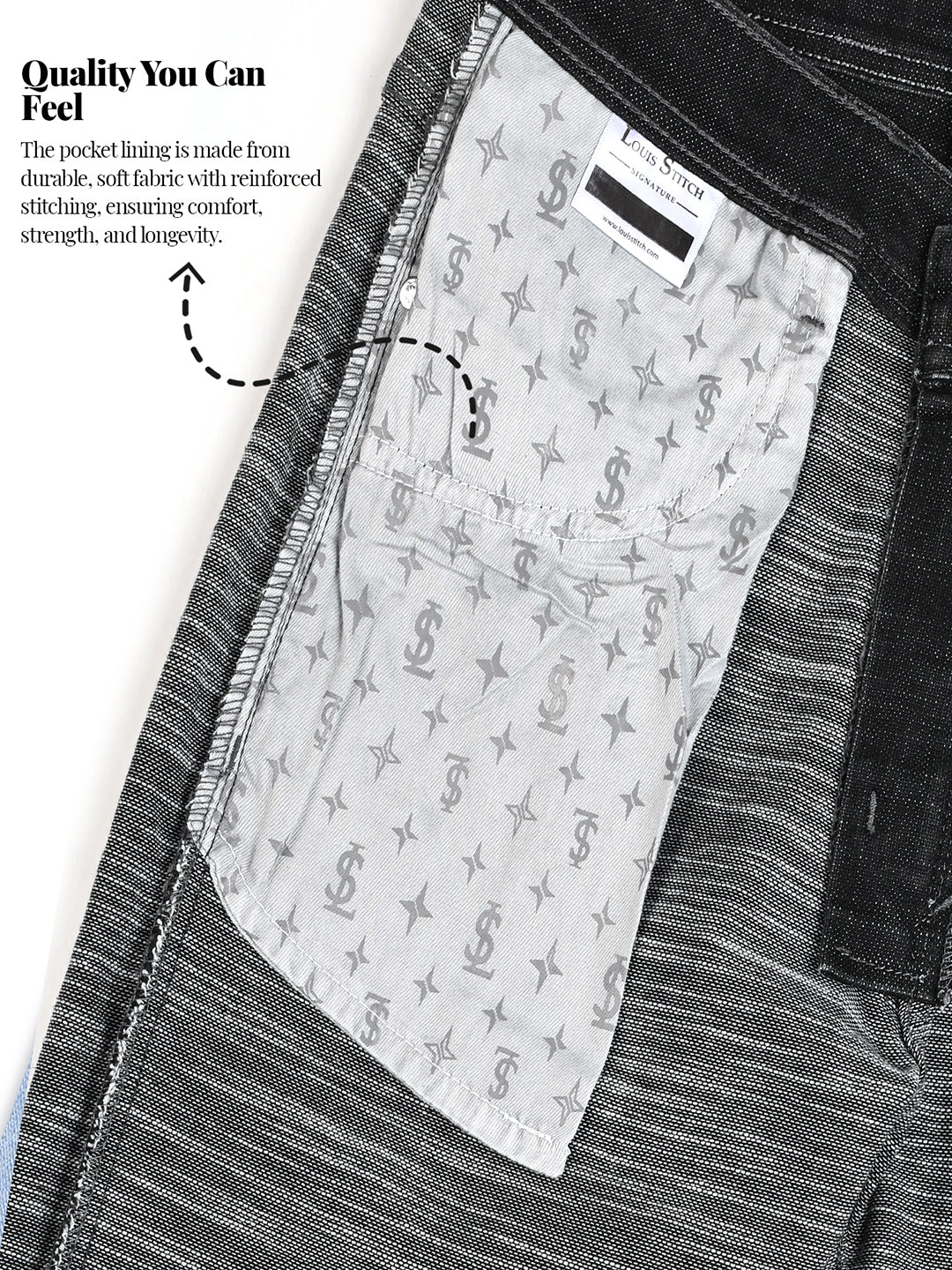 Men's Grey Mid Rise Raw Wash Regular Fit Jeans