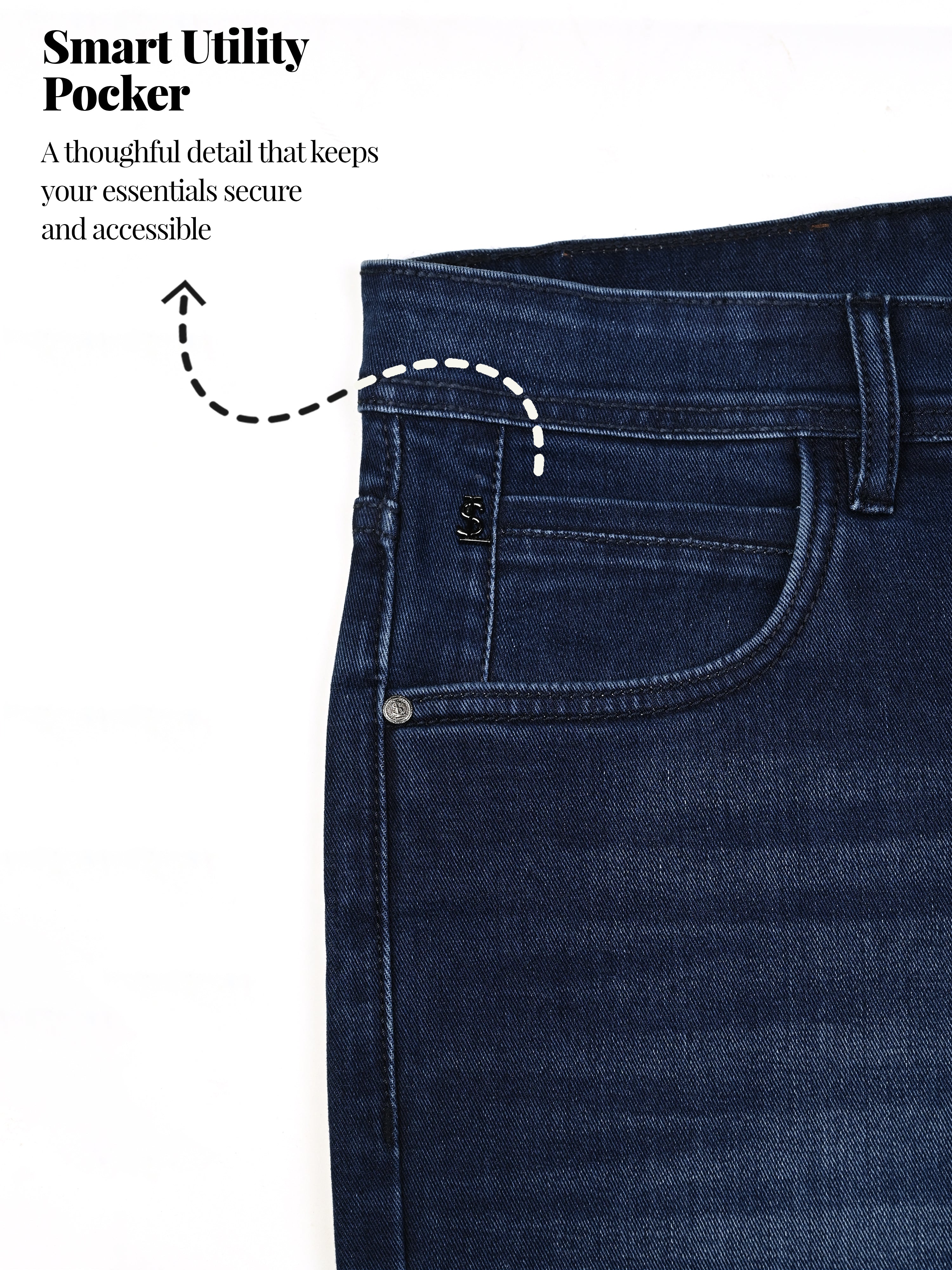 Signature Men's Dark Blue Slim Fit Mid Rise Jeans
