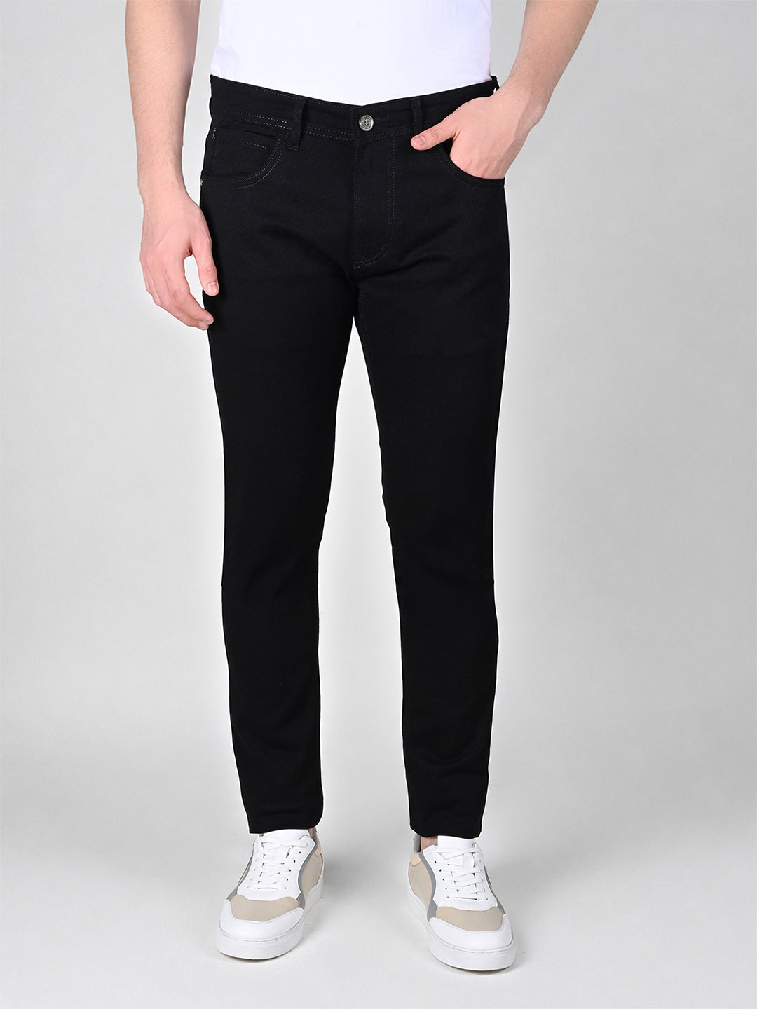 Signature Men's Black Slim Fit Mid Rise Jeans